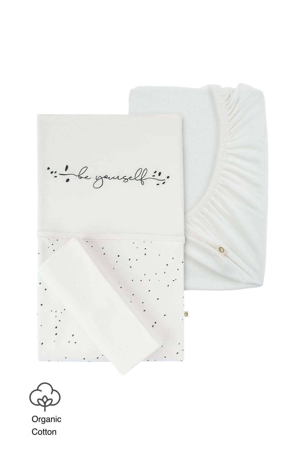 Organic Cotton Bed Set (Bed Cover, Pillow Case, Bed Sheet) - White for Baby