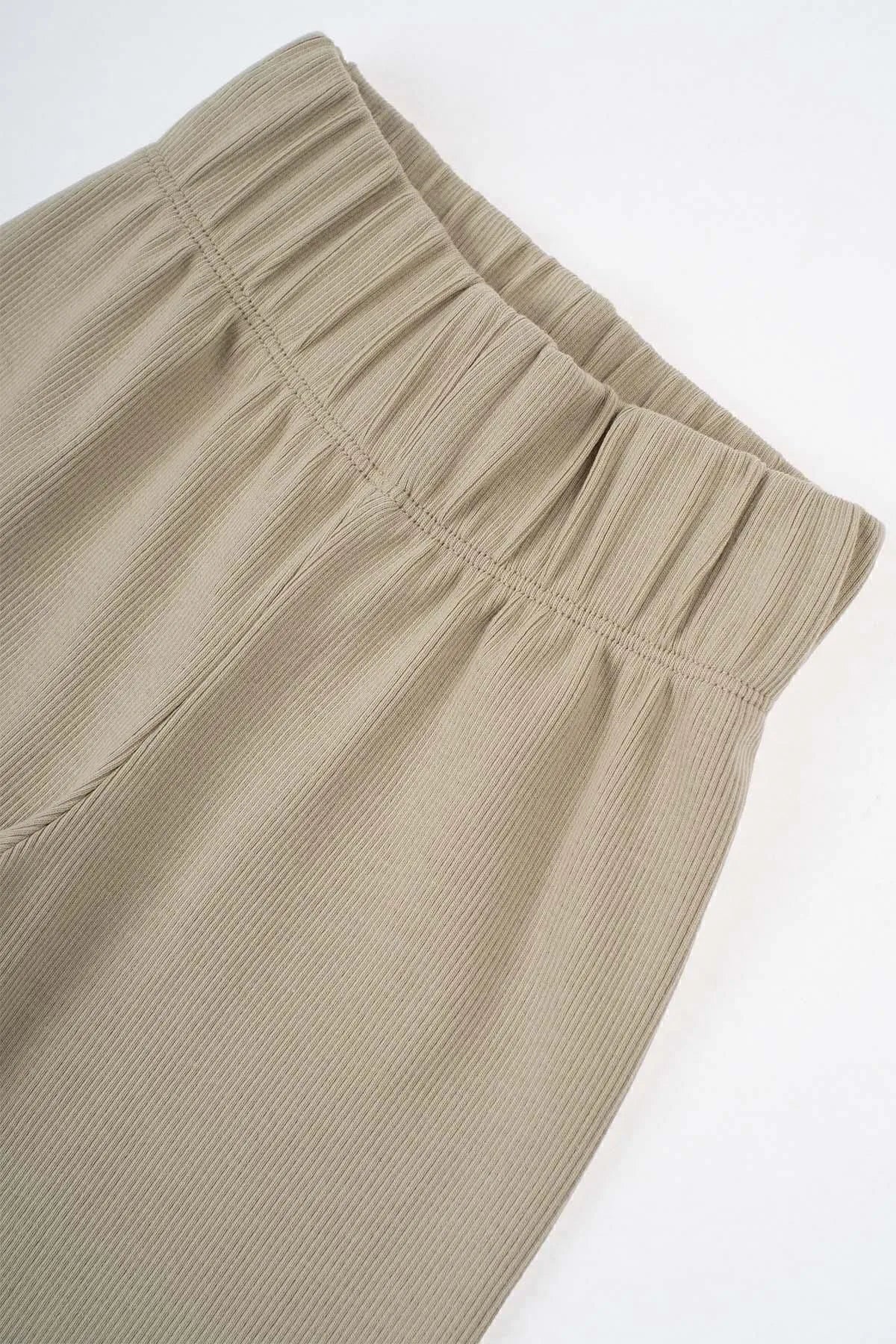 Organic Cotton Ribbed Legging - Beige