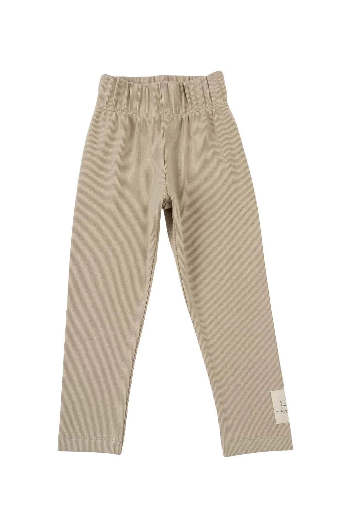 Organic Cotton Ribbed Legging - Beige
