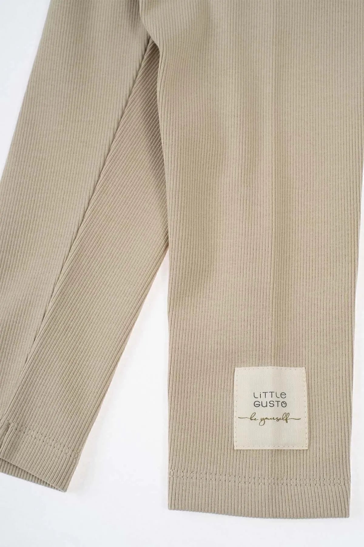 Organic Cotton Ribbed Legging - Beige