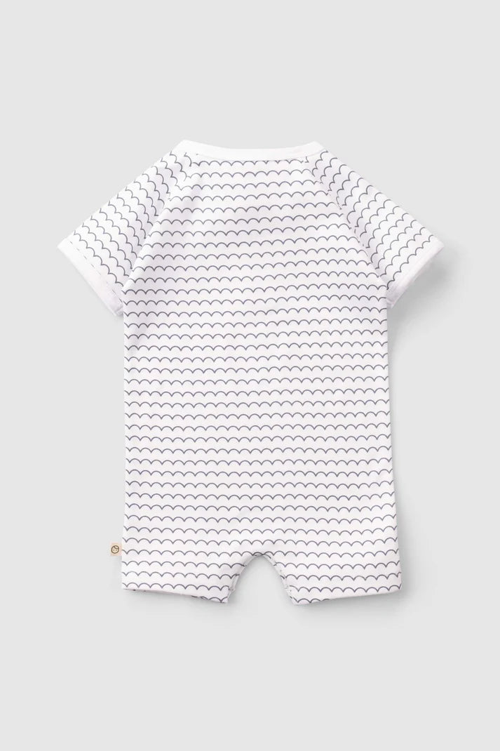 Organic Cotton Short Sleeve Romper (2-pack) with Marine Patterns - White