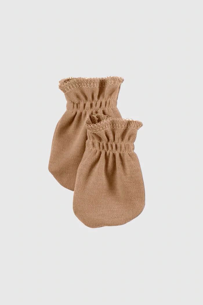 Organic Cotton Beige Newborn Gloves