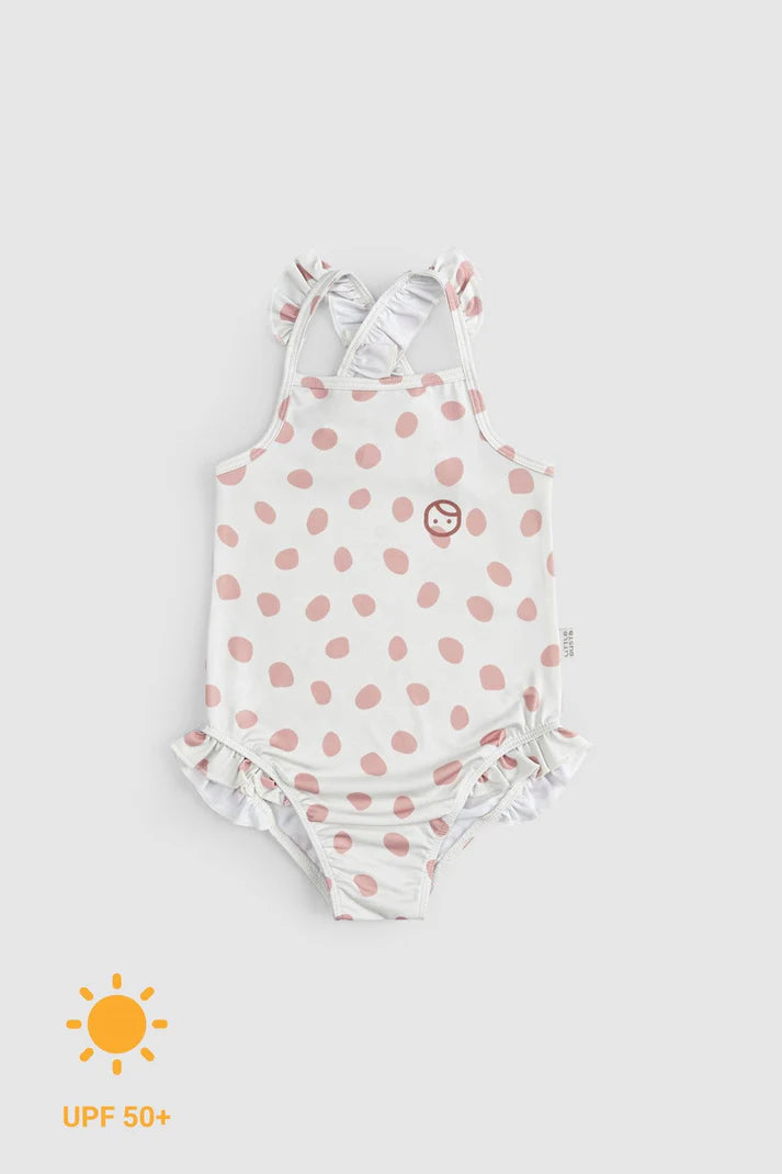 Cosmos Pink Baby Girl Swimsuit with Straps ( UV Protection )