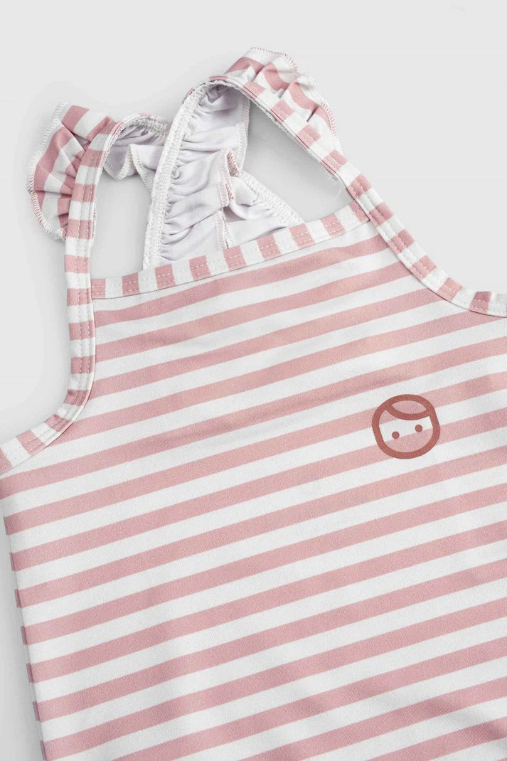 Pink Line Baby Girl Swimsuit with Straps ( UV Protection )