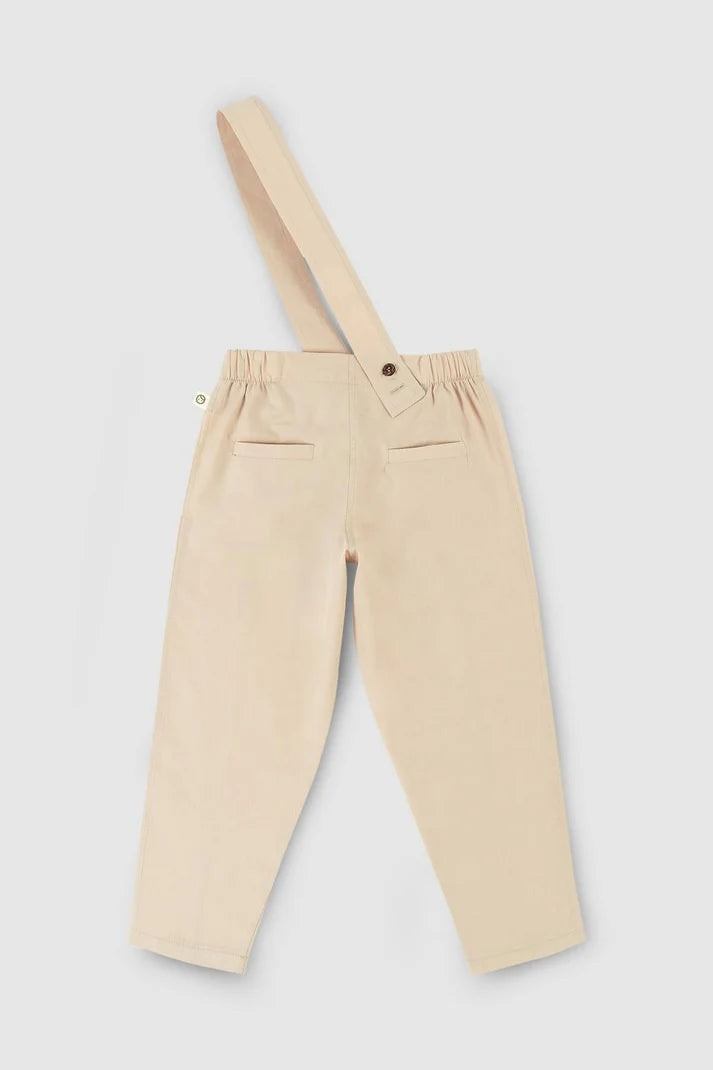 Organic Cotton Overall Pants for Kids in Beige | Durable and Stylish