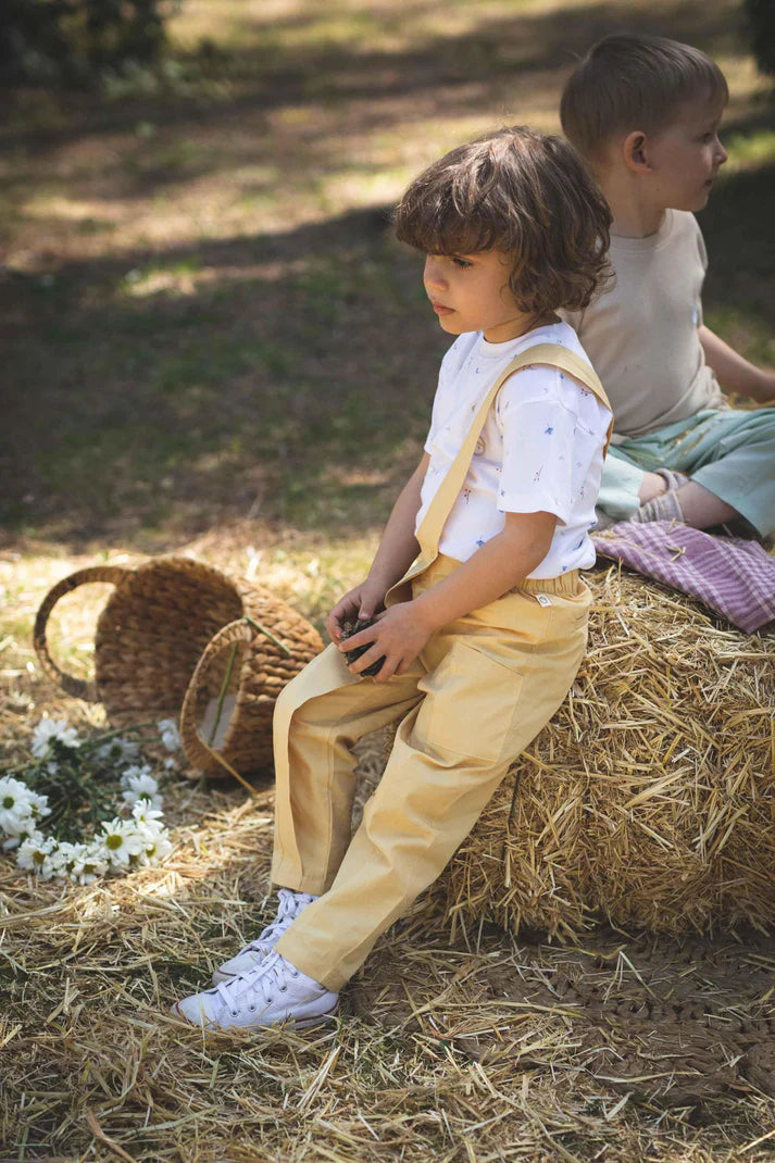 Organic Cotton Overall Pants in Yellow | Bright and Comfortable Kids' Wear