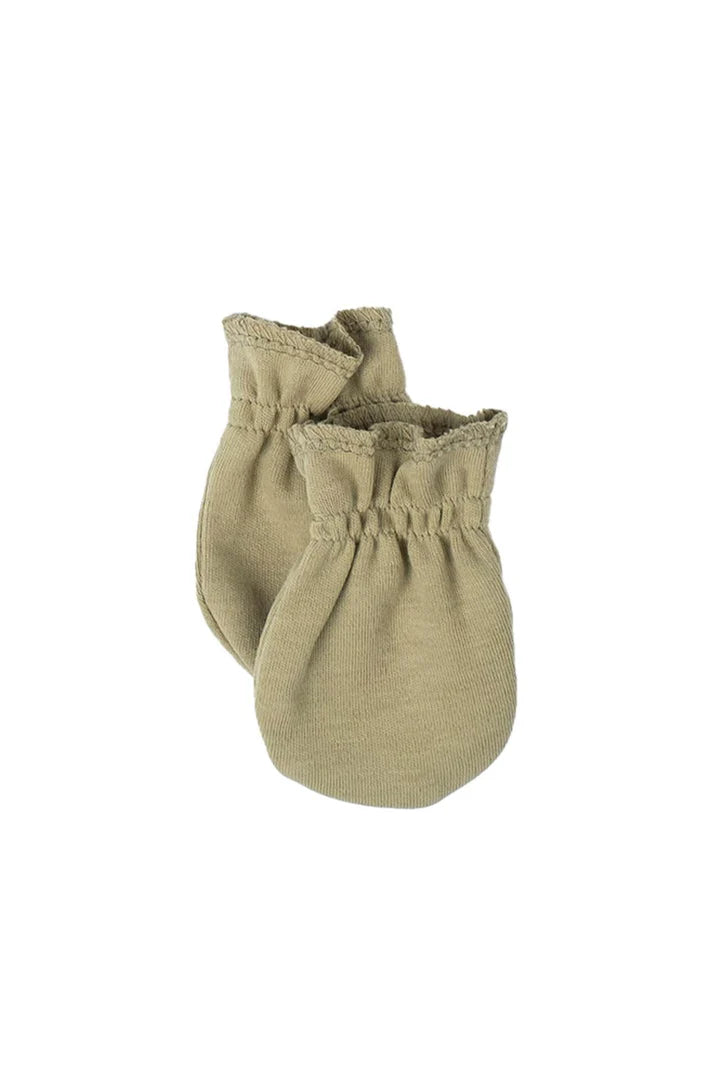 Organic Cotton Khaki Newborn Gloves