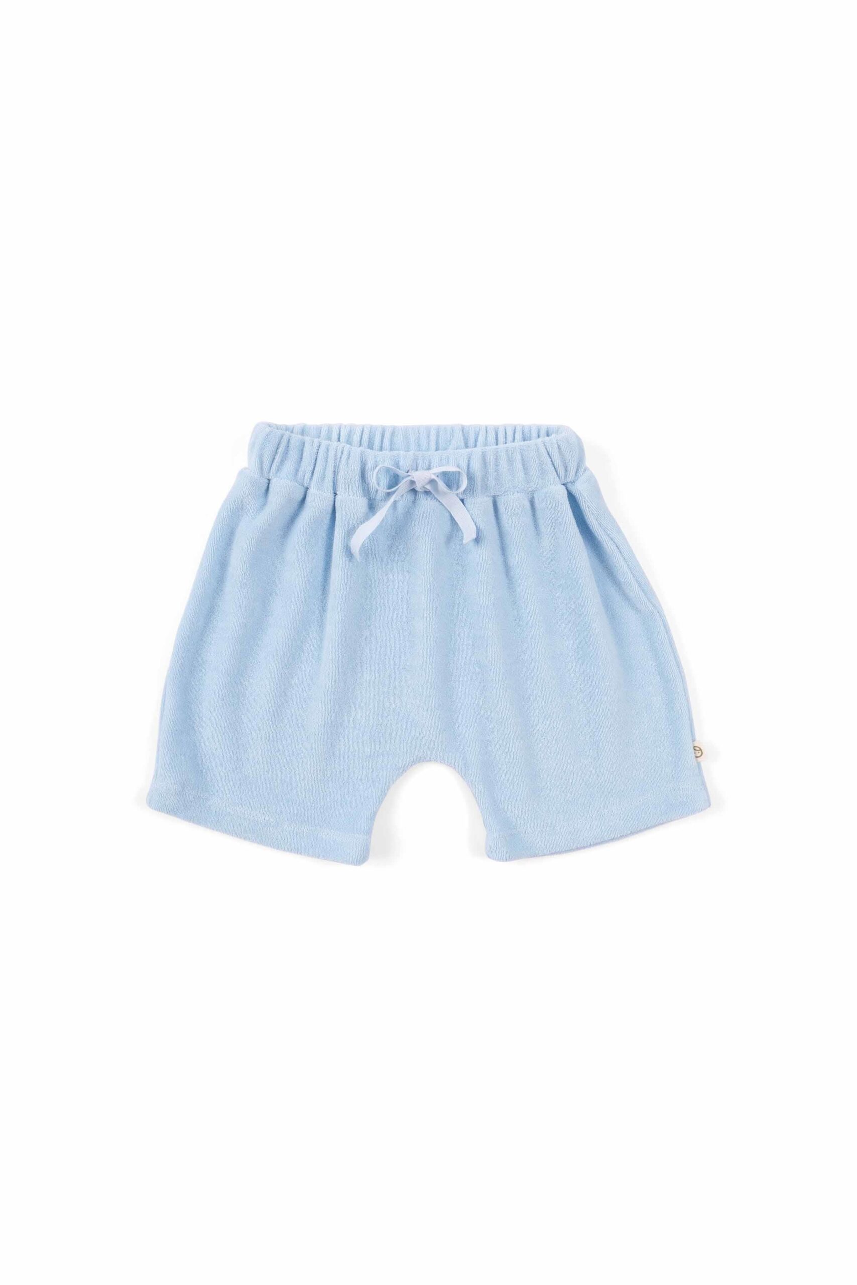 Blue Towel Short Sleeve Shorts Set for Babies | Soft & Absorbent