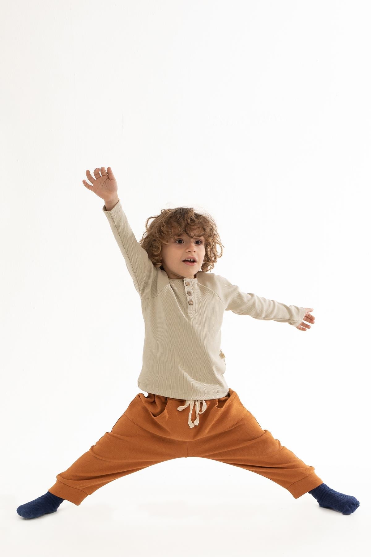 Organic Cotton Kangaroo Pocket Baggy Pants - Copper | Sustainable Style