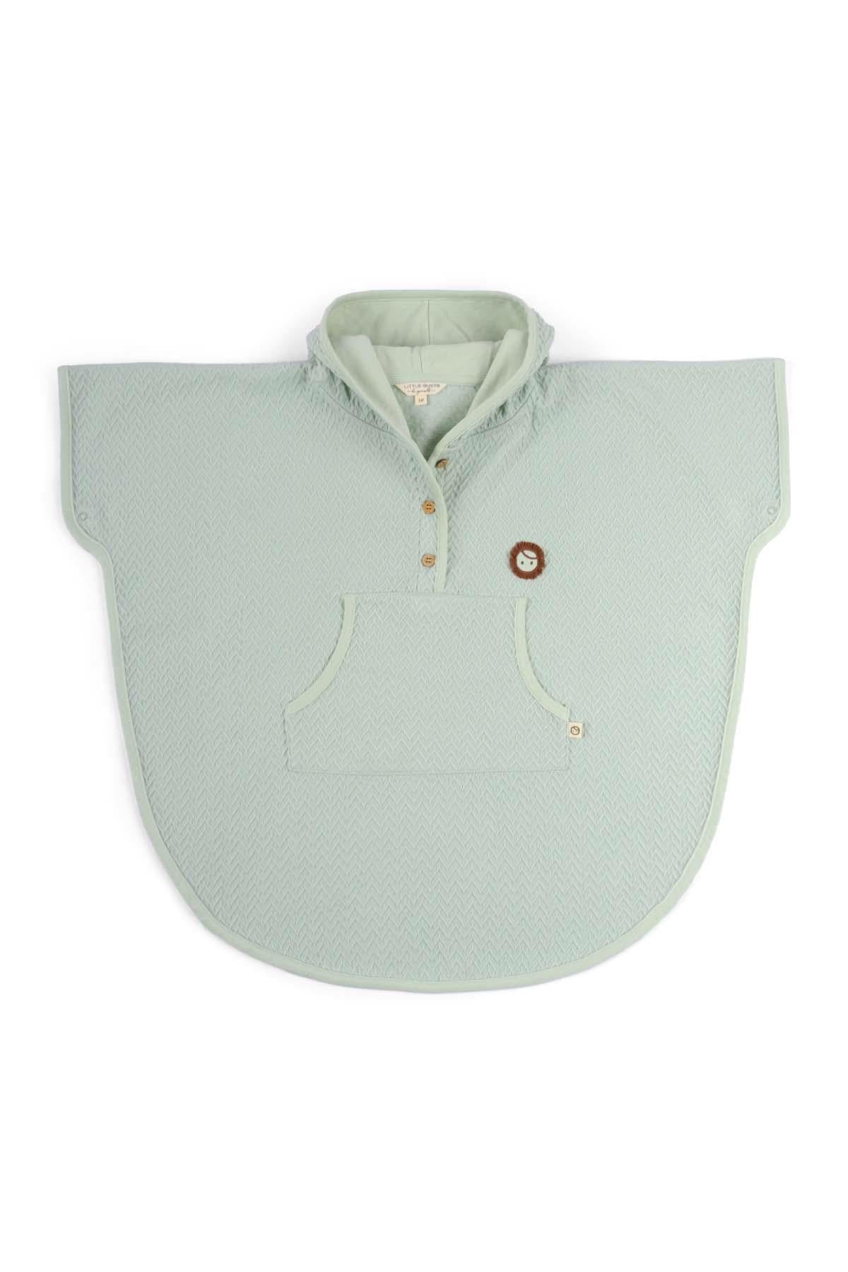 Organic Cotton Jacquard Poncho - Green | Eco-Friendly Fashion