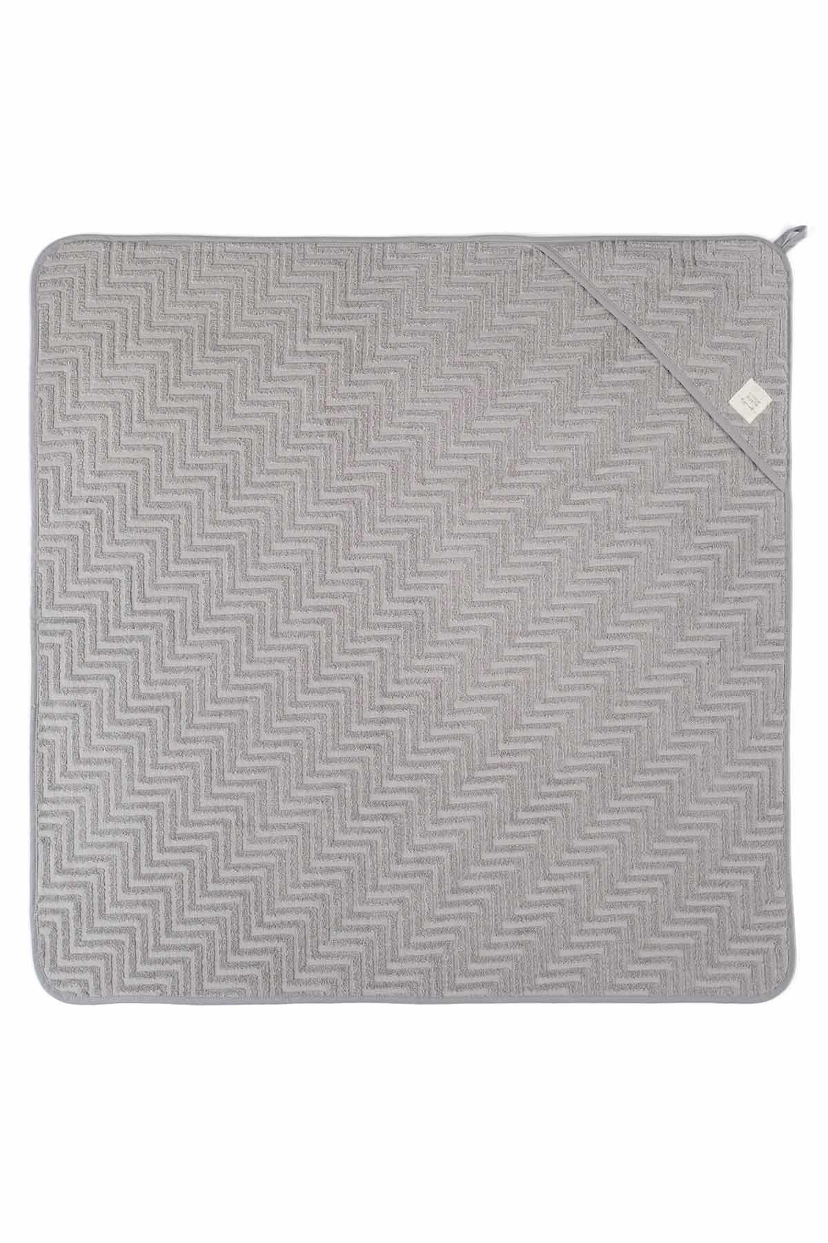 Organic Cotton Baby Towel and Pouch Set - Grey | Soft, Absorbent & Gentle for Babies