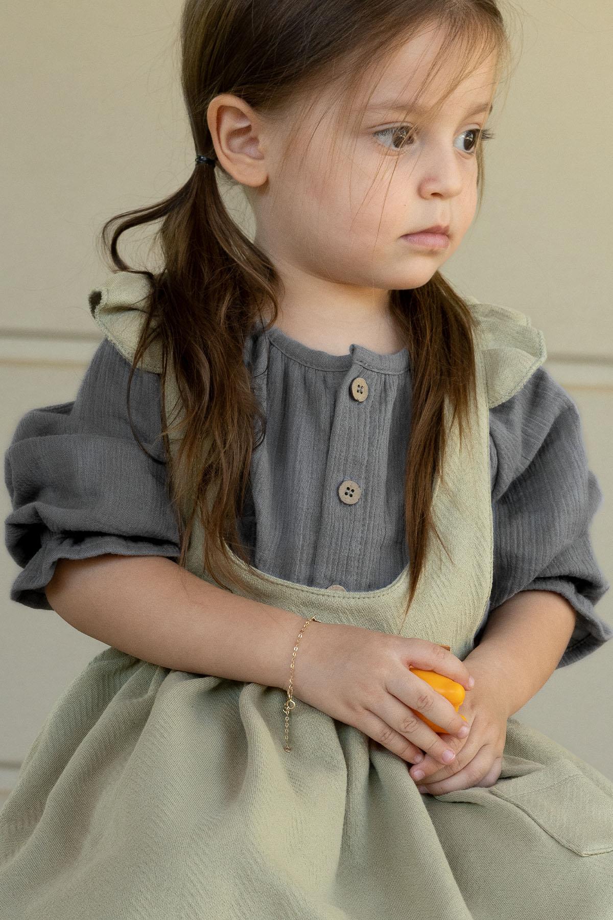 Organic Cotton Muslin Shirt for Kids in Grey - Soft, Breathable, and Comfortable
