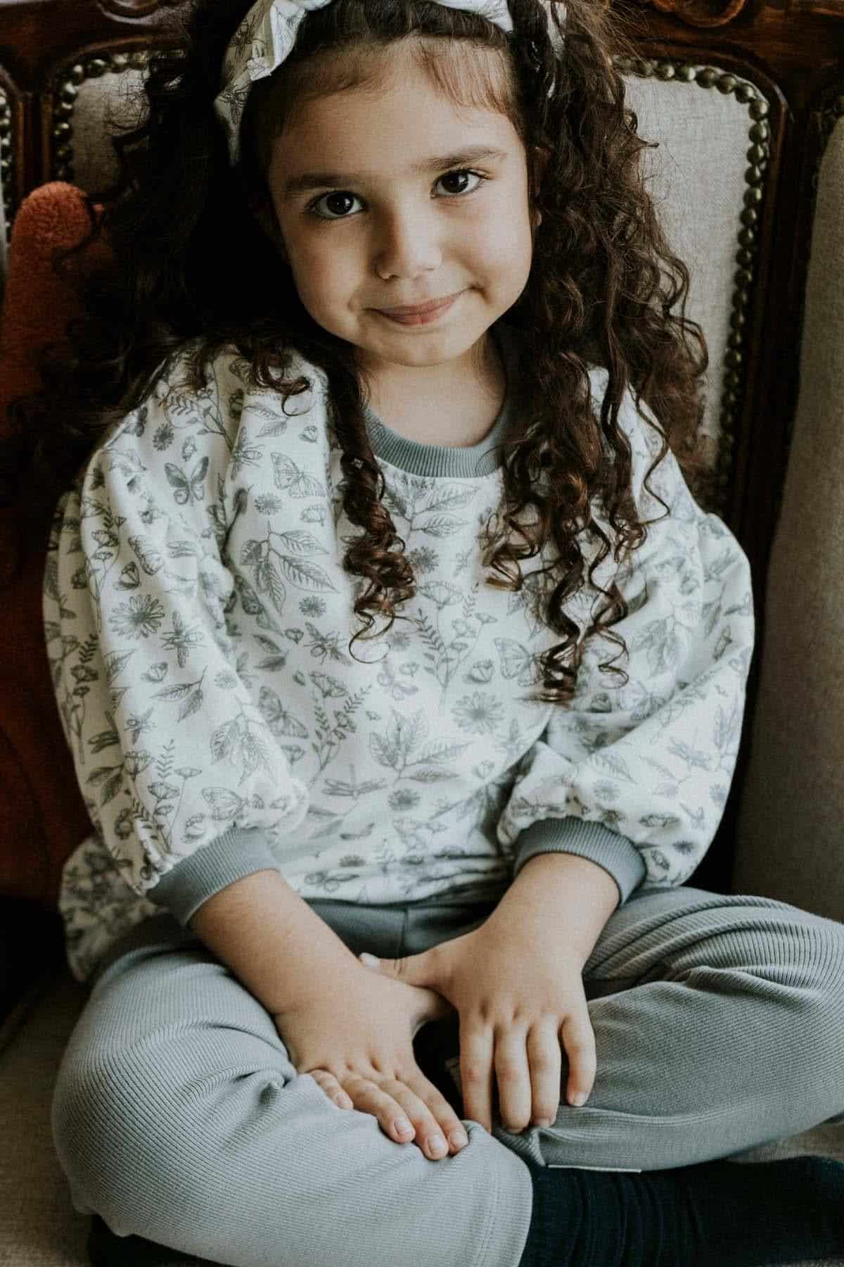 Organic Cotton Balloon Sleeve Sweatshirt - White Kids | Soft and Sustainable Comfort