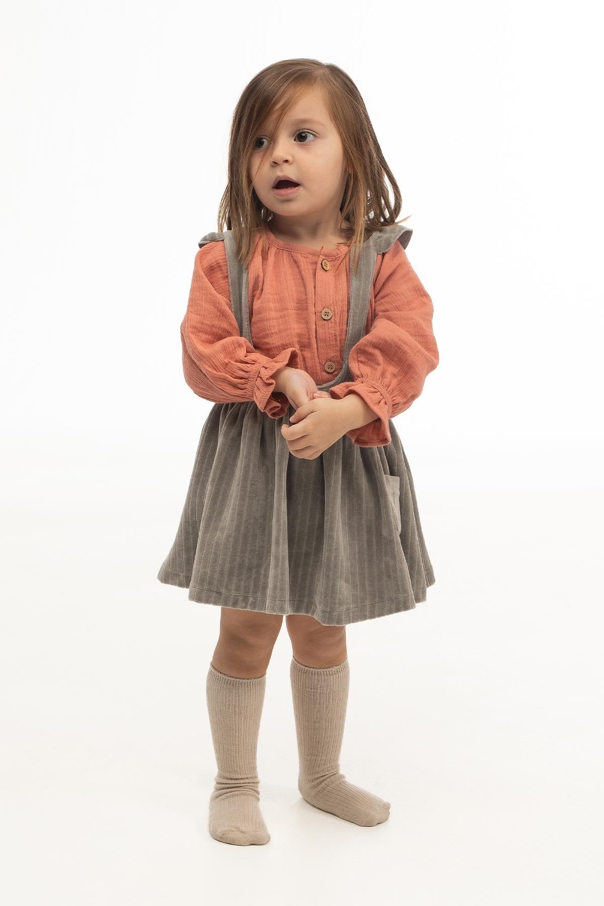 Grey Velvet Gilet Dress for Girls | Luxurious & Comfortable