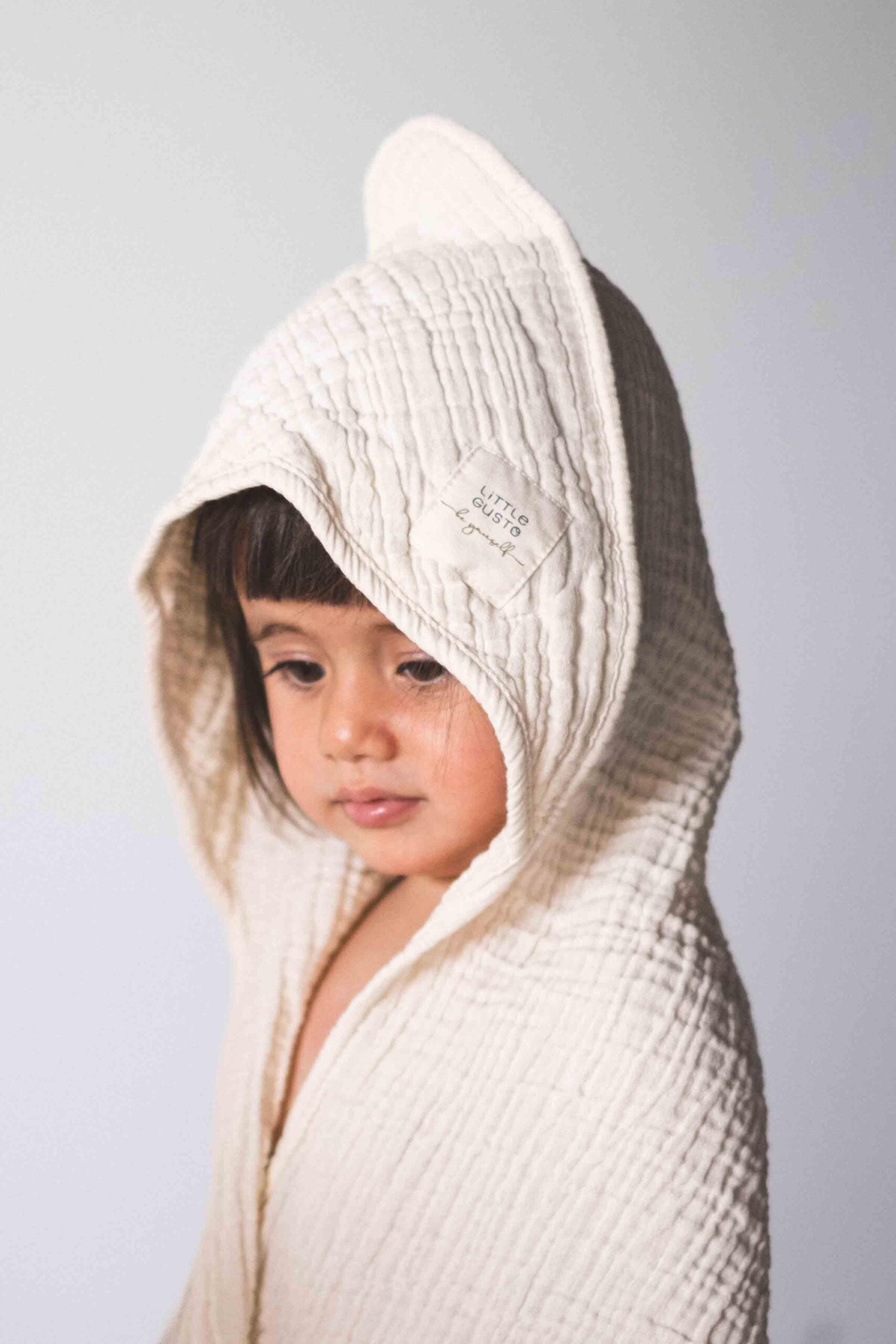 Organic Cotton Muslin Bathcape in Beige - Soft and Gentle