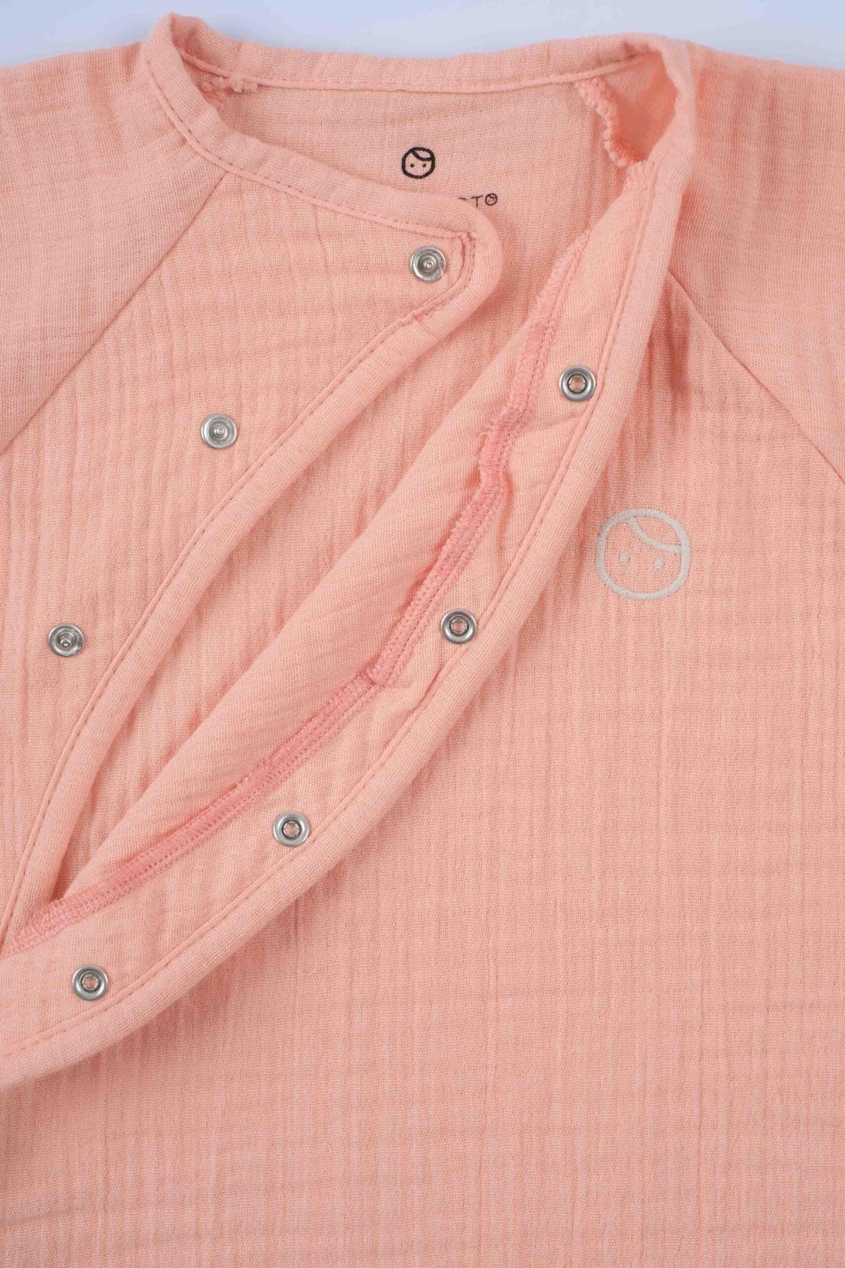 Organic Cotton Muslin Side Collared Romper - Pink | Soft & Stylish for Babies