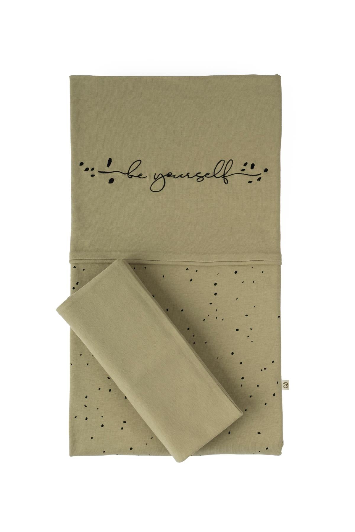 Organic Cotton Bed Set - Khaki for Baby | Soft Bed Cover, Pillow Case, Bed Sheet