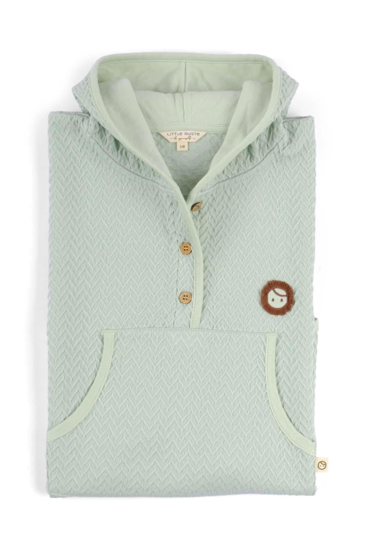 Organic Cotton Jacquard Poncho - Green | Eco-Friendly Fashion