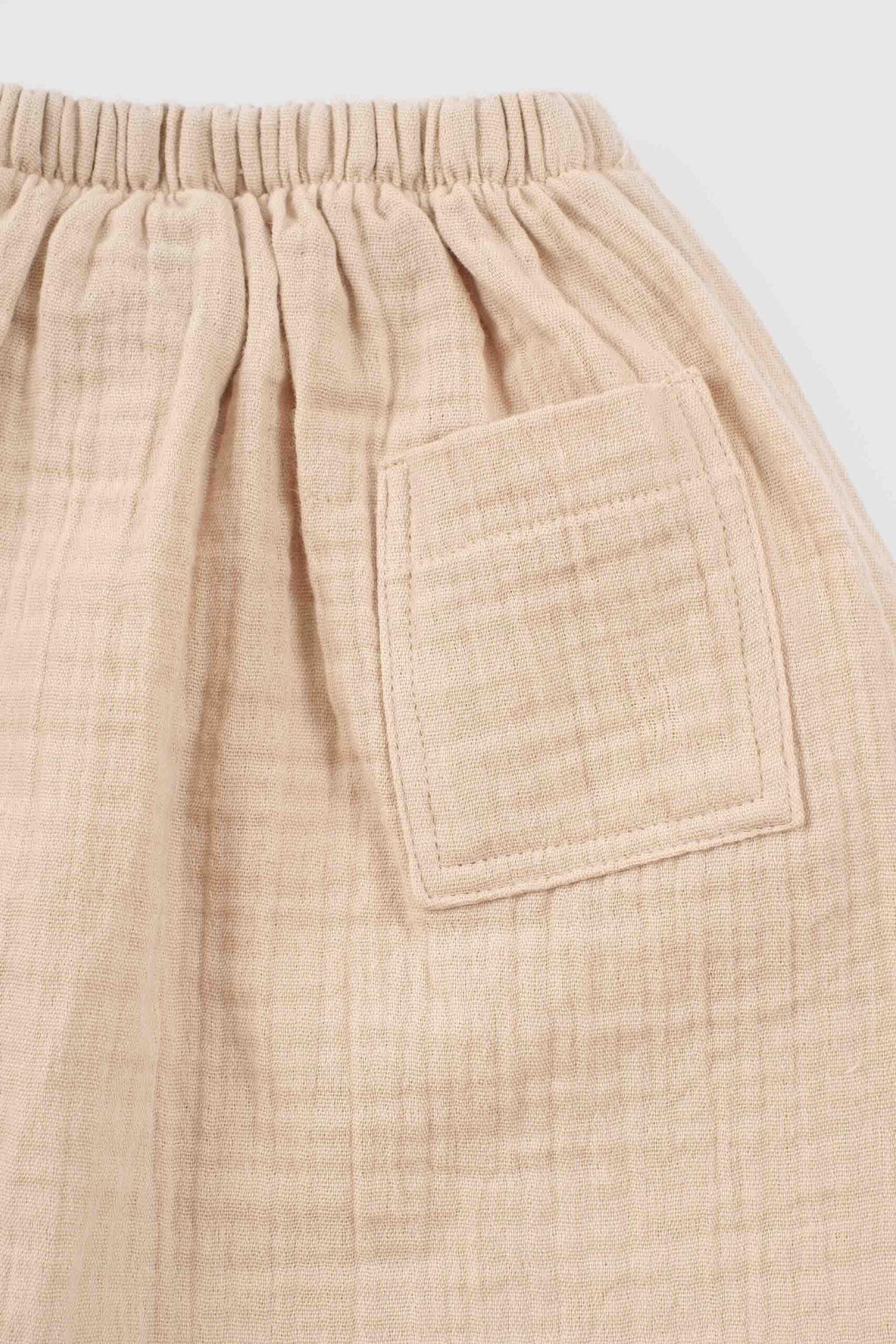Organic Cotton Muslin Trousers in Beige | Comfortable Kids' Apparel