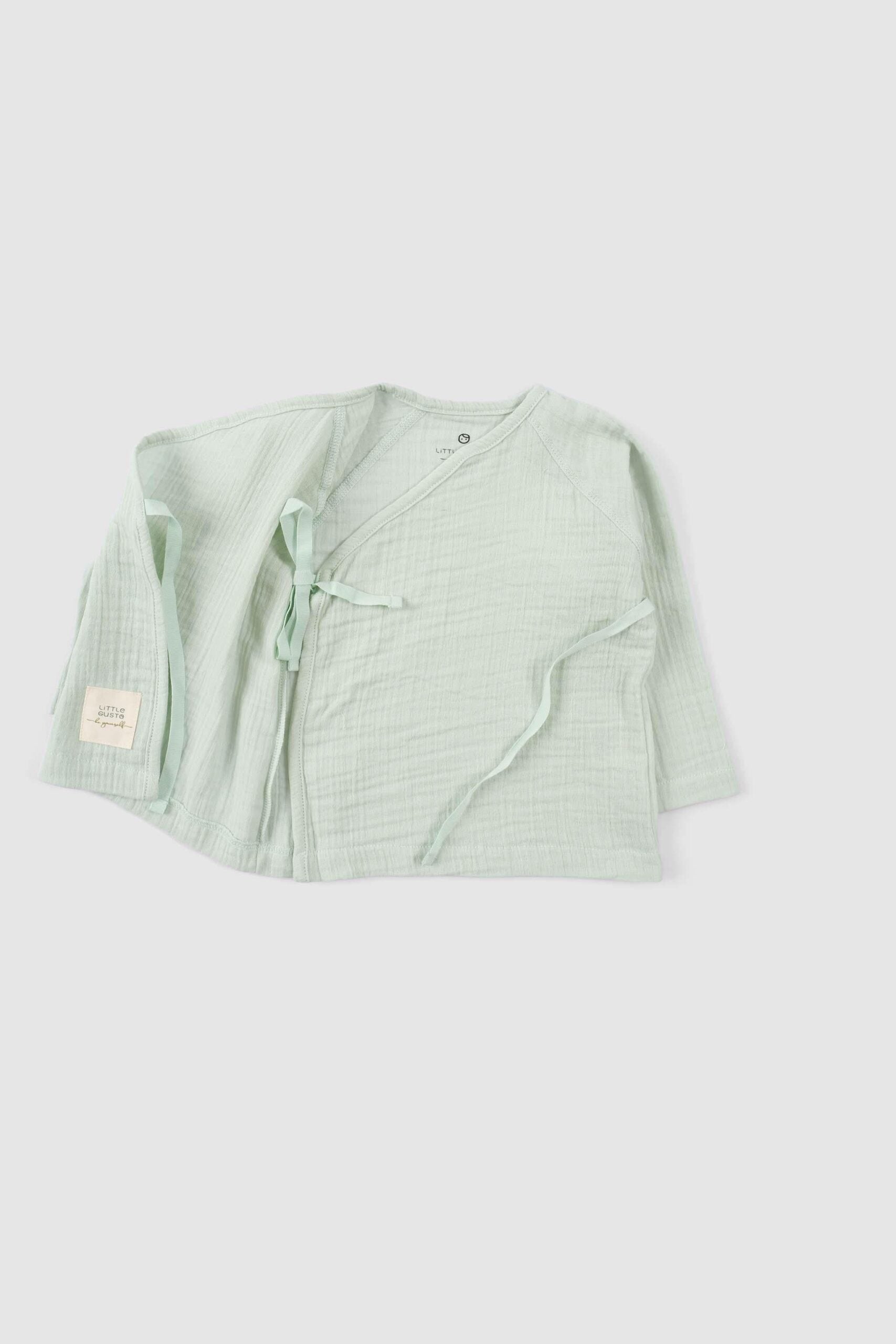 Green Organic Muslin Cotton Kimono-Style Bodysuit Jacket - Soft & Easy to Wear