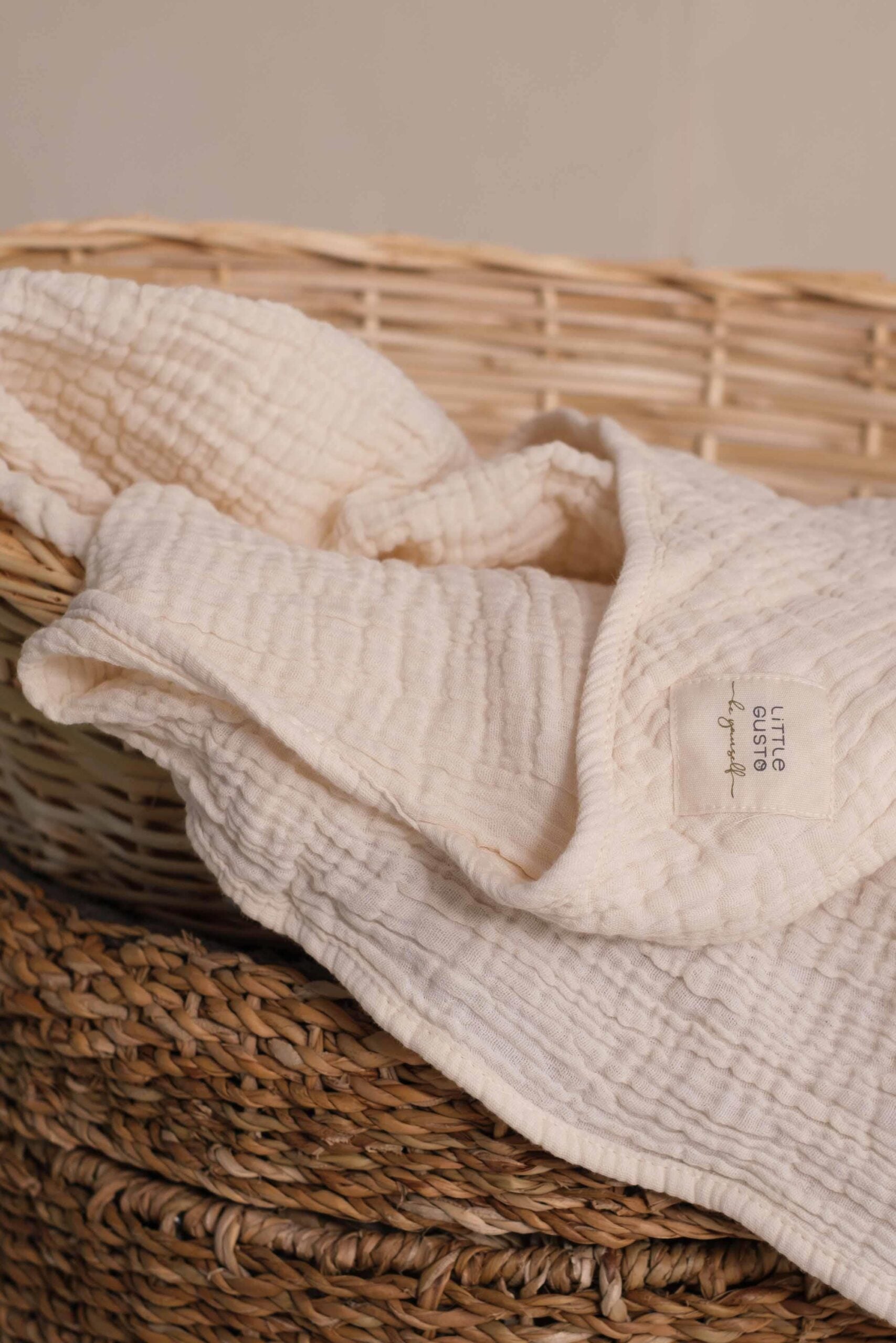 Organic Cotton Muslin Bathcape in Beige - Soft and Gentle