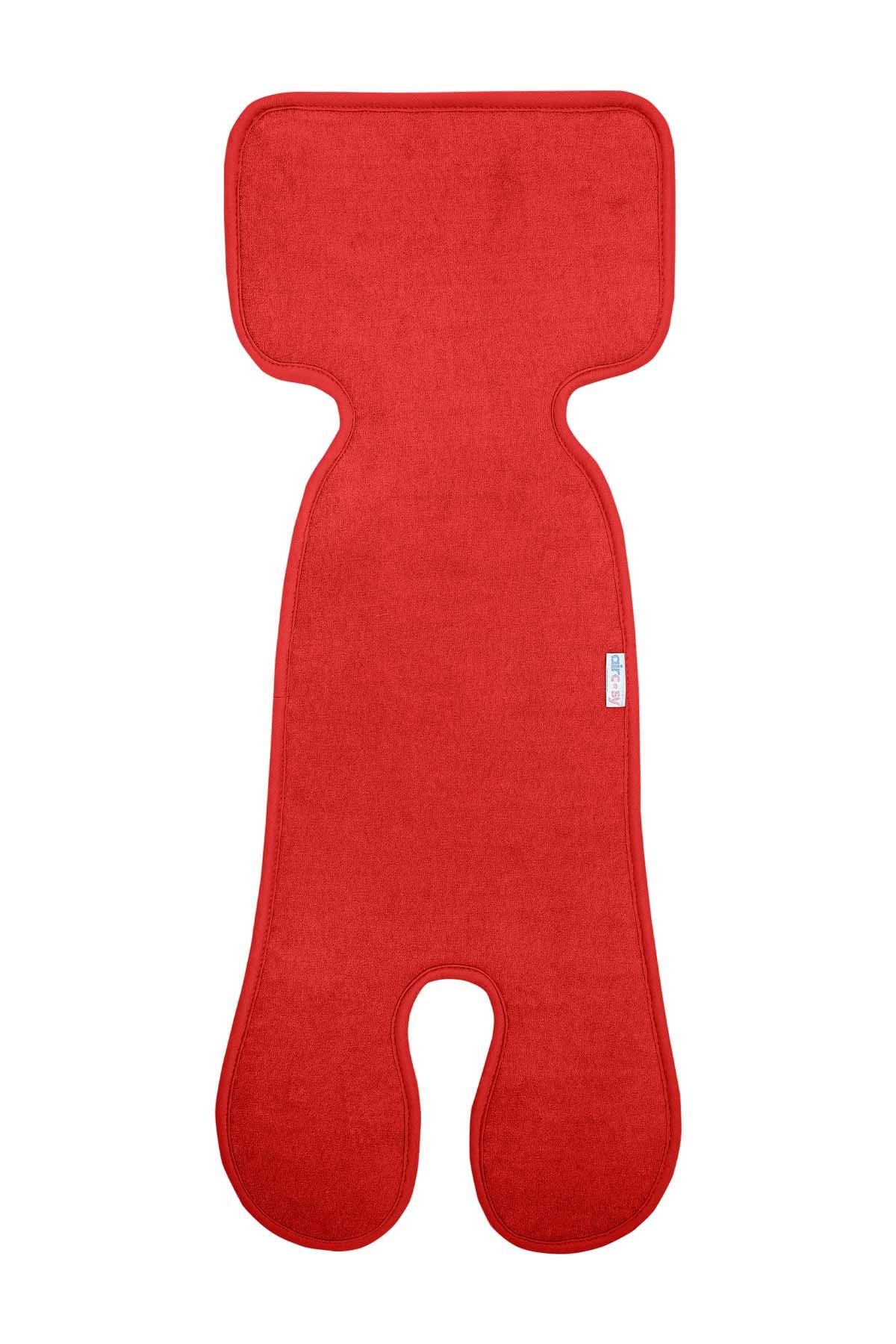 Red Organic Cotton Baby Car Seat Cushion (0-1 Years) | Safe & Soft