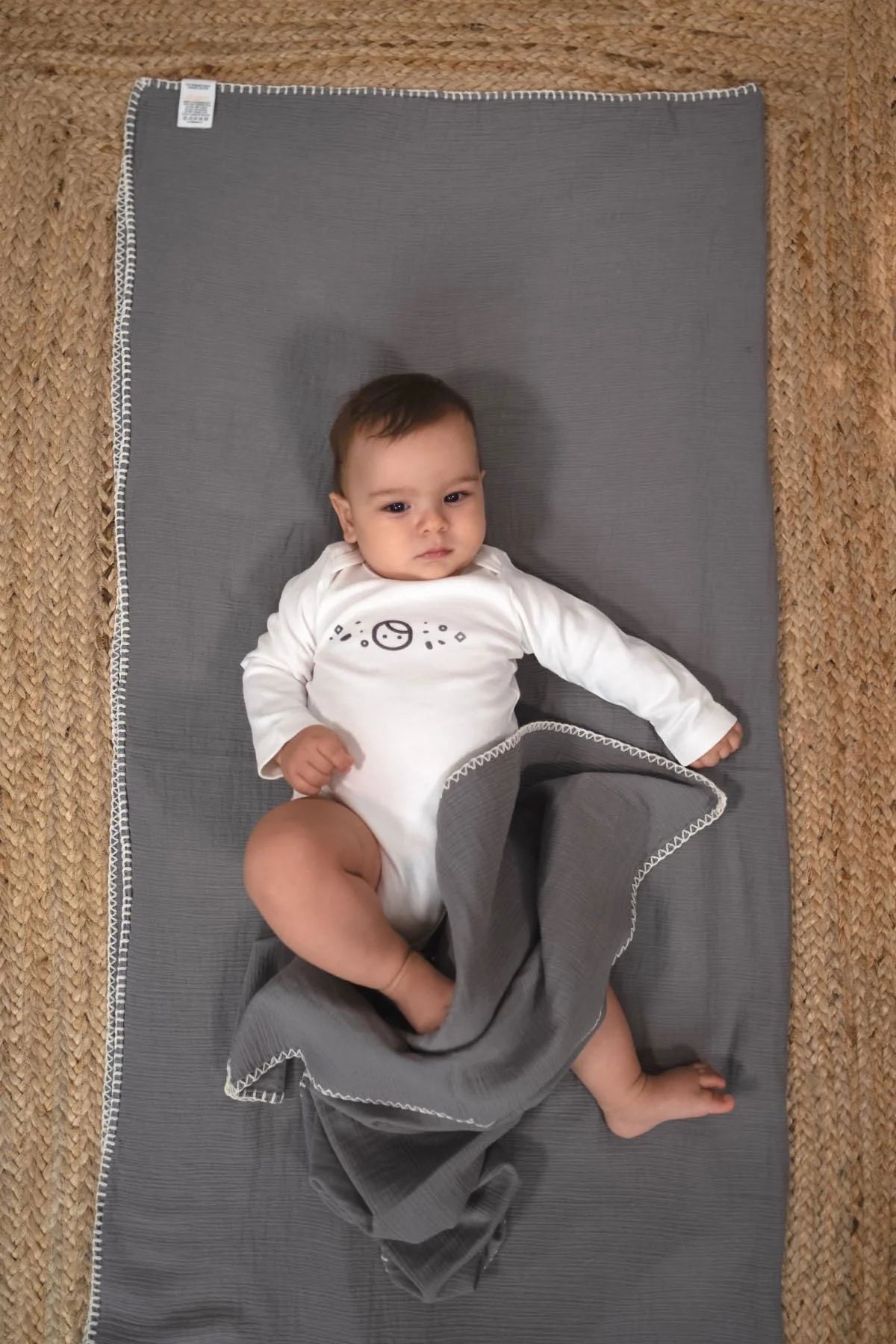 Organic Cotton Muslin Swaddle 75x75 cm - Grey