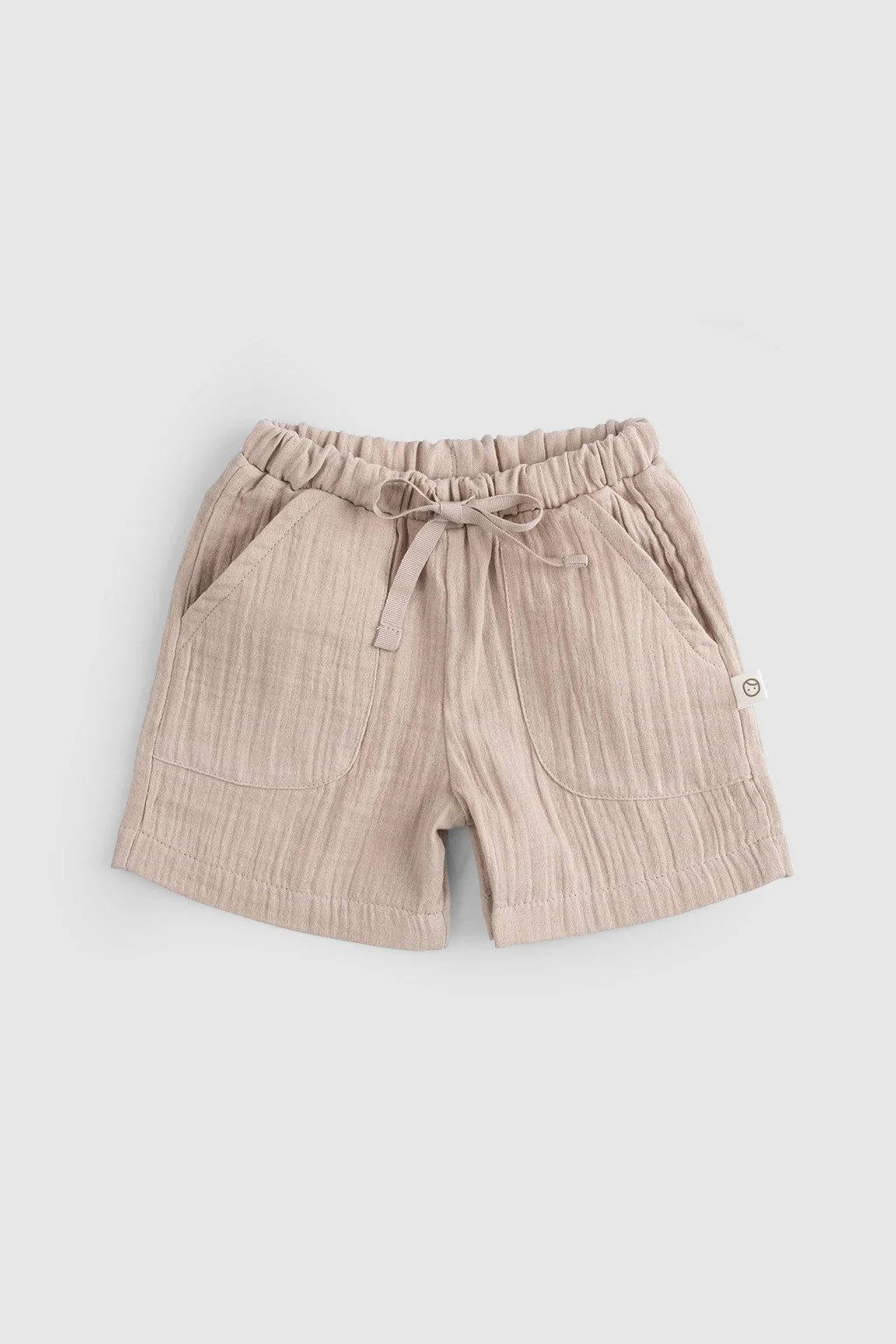Organic Cotton Muslin Baby Short - Beige