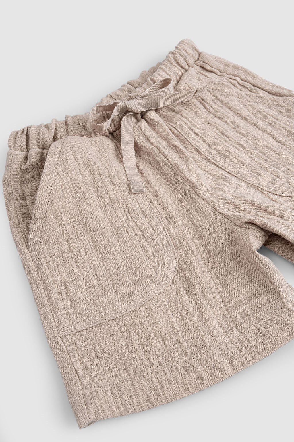 Organic Cotton Muslin Baby Short - Beige