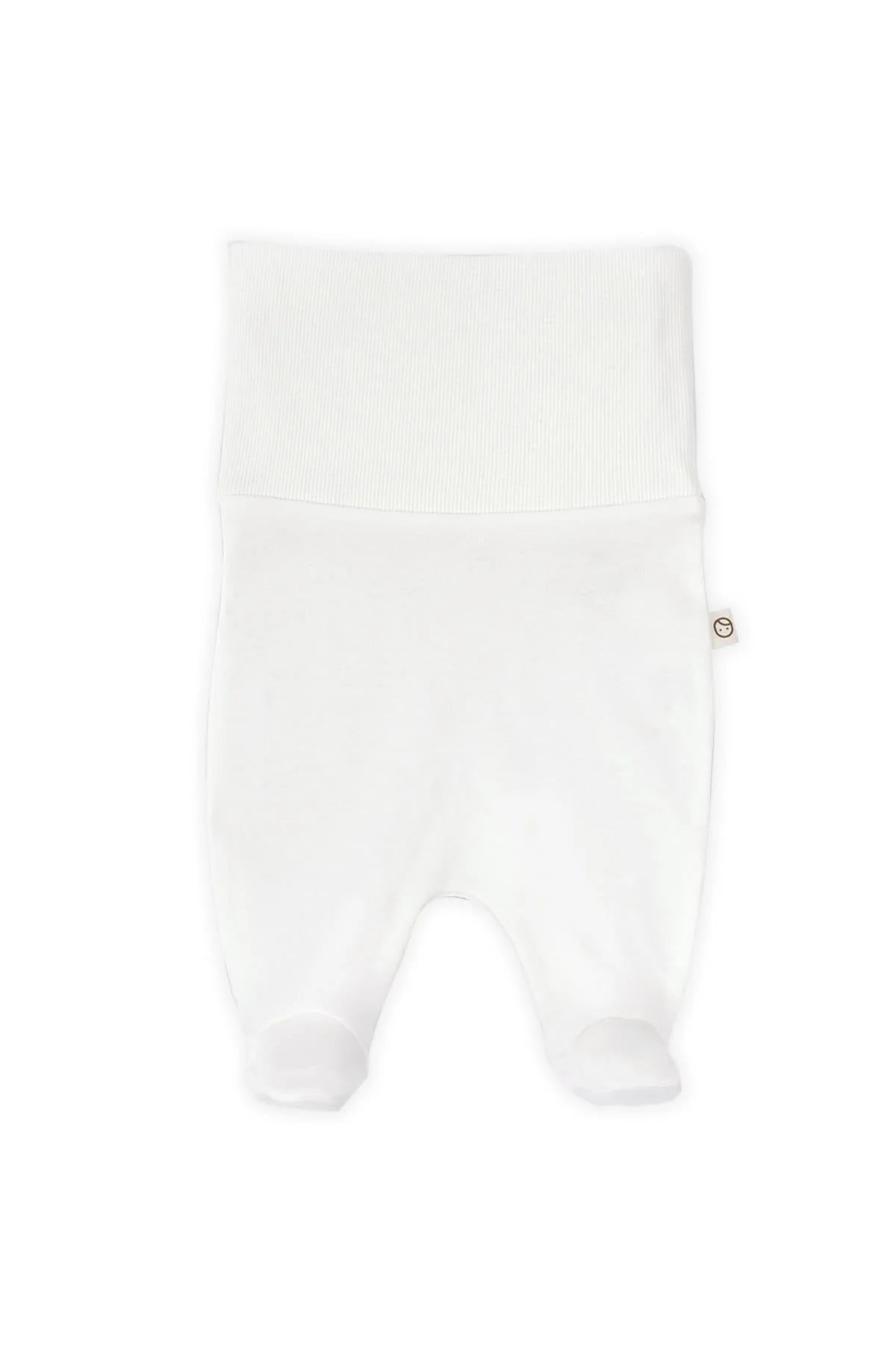 Organic Cotton High Waist Footed Newborn Pant - White