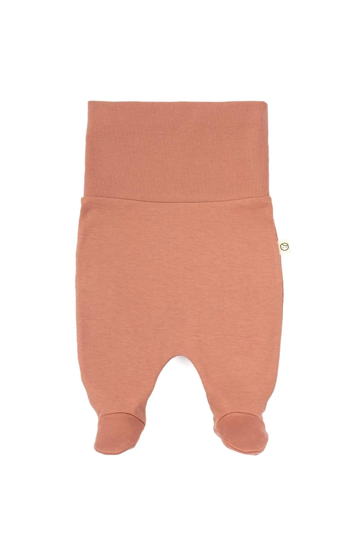 Organic Cotton High Waist Footed Newborn Pant - Pink