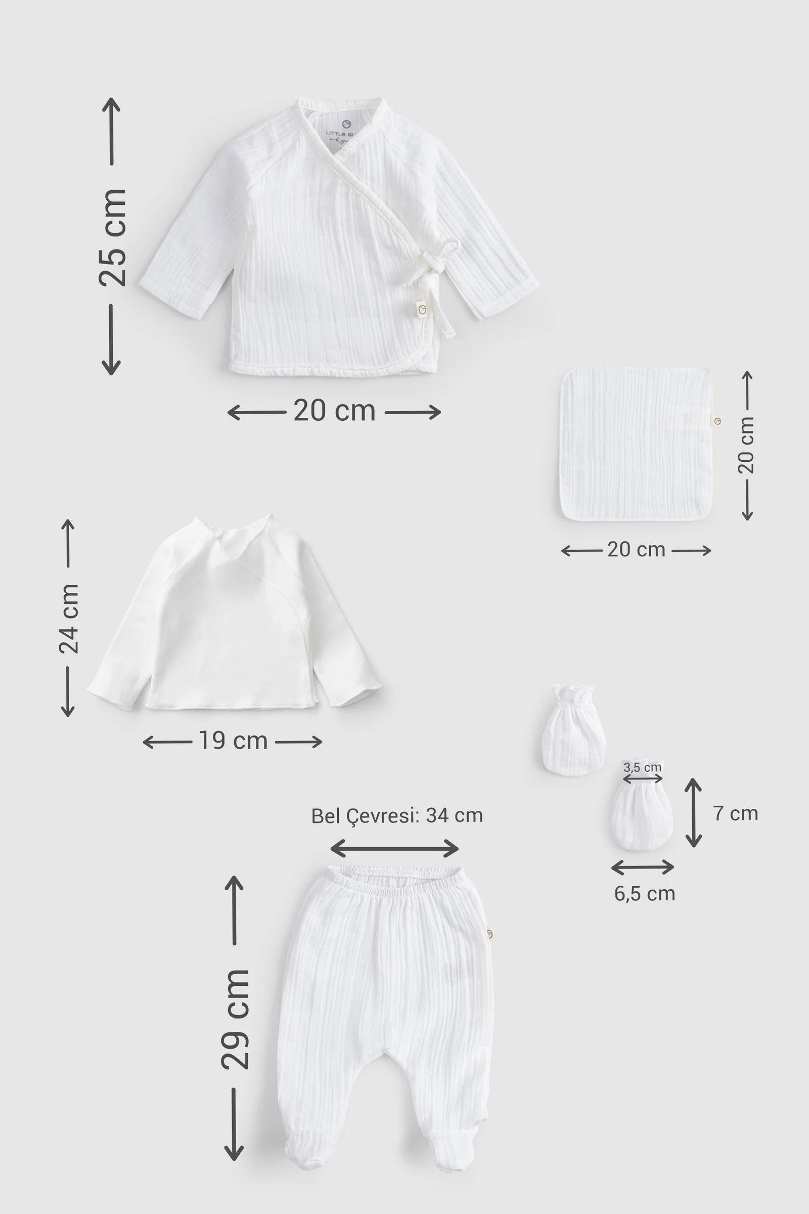 Organic Cotton Muslin Newborn Set - White (10 Pcs)