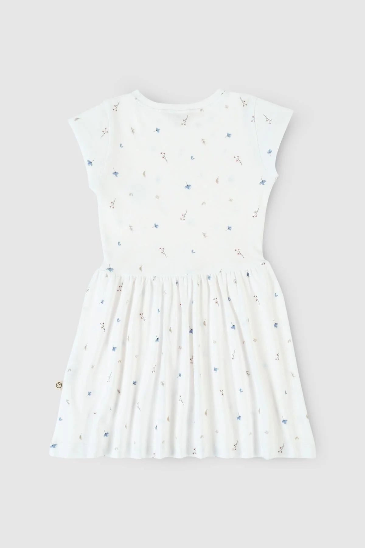 Floral Patterned Dress With Bamboo Filled Sleeves - White