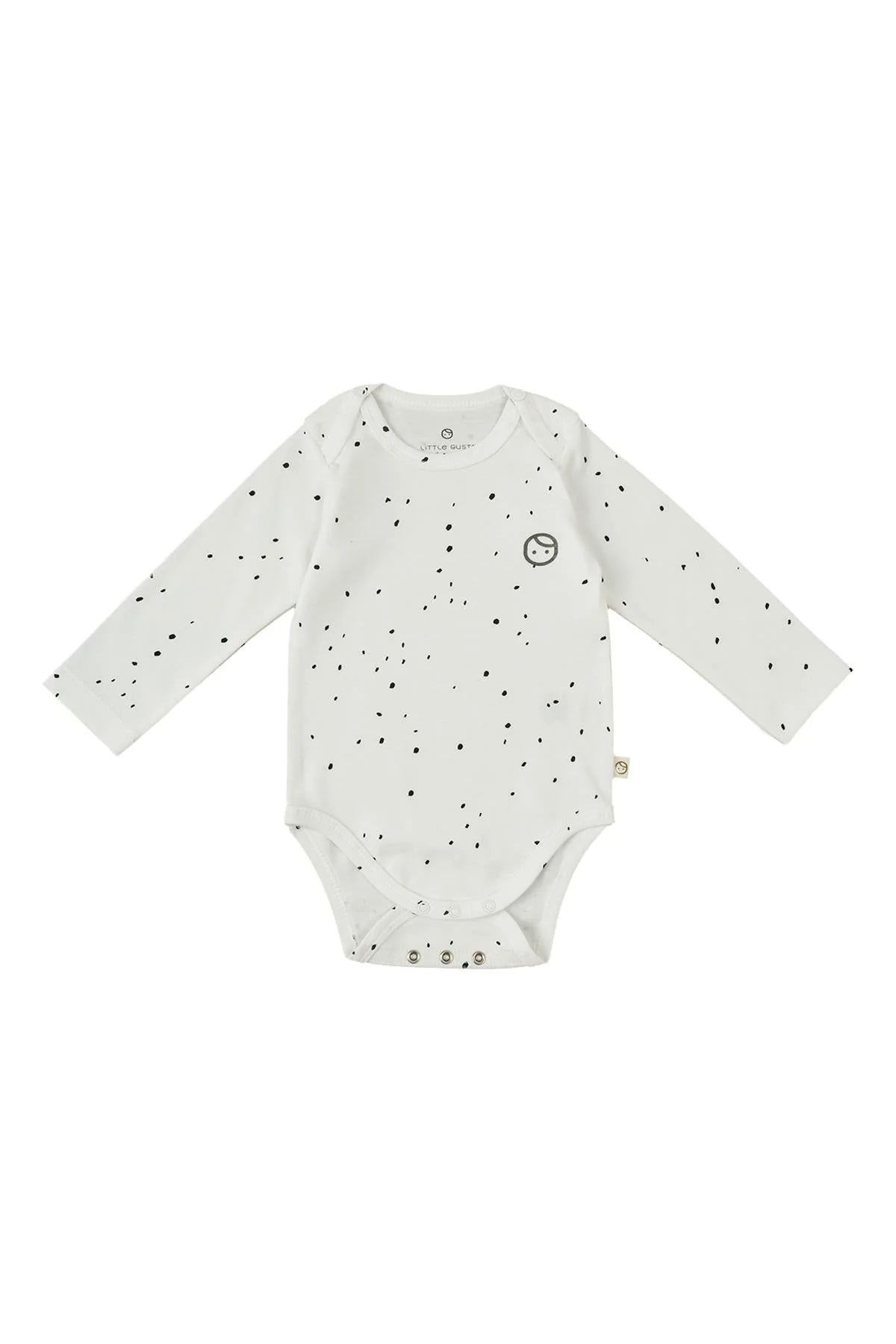 Organic Cotton Long Sleeve Bodysuit with Snap - White Cosmos