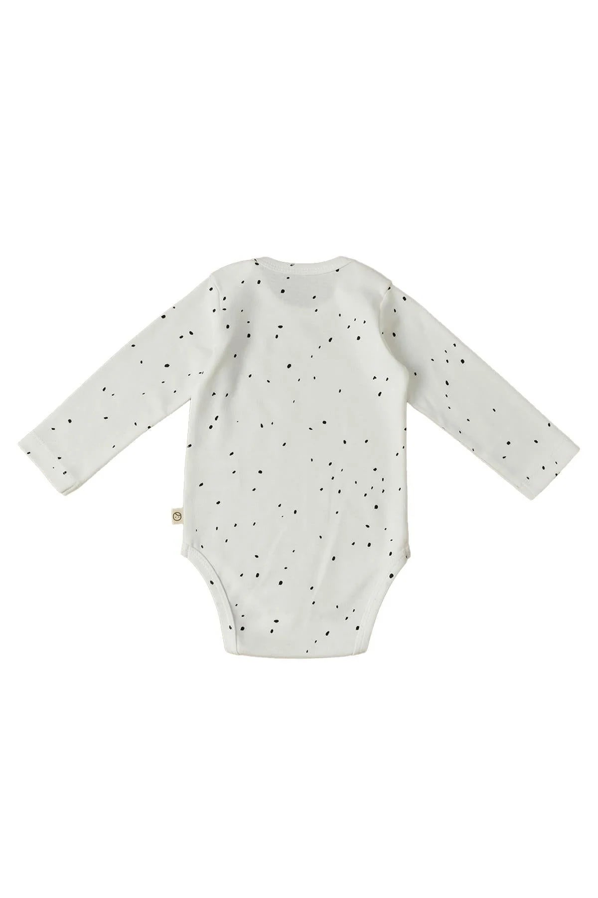 Organic Cotton Long Sleeve Bodysuit with Snap - White Cosmos