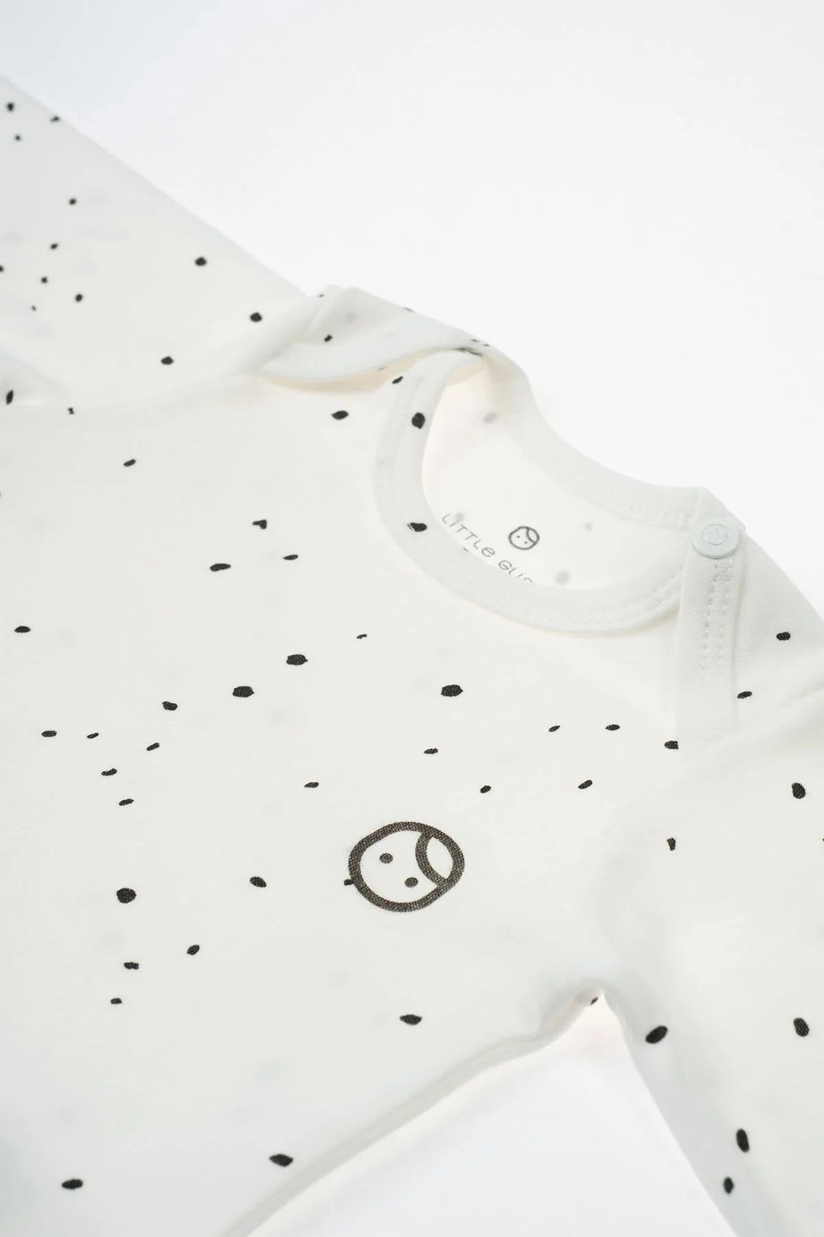 Organic Cotton Long Sleeve Bodysuit with Snap - White Cosmos