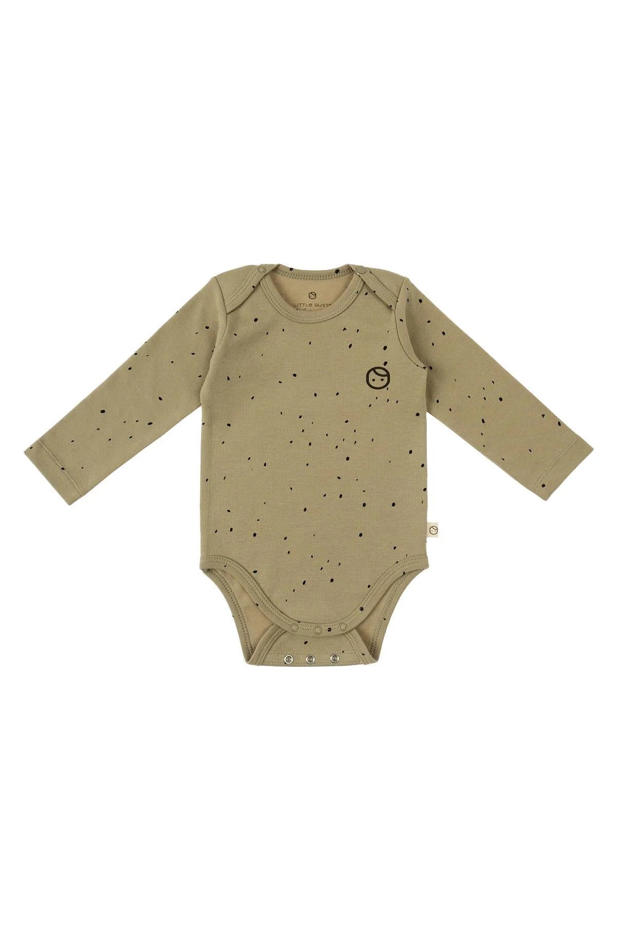 Organic Cotton Long Sleeve Bodysuit - Cosmos Khaki