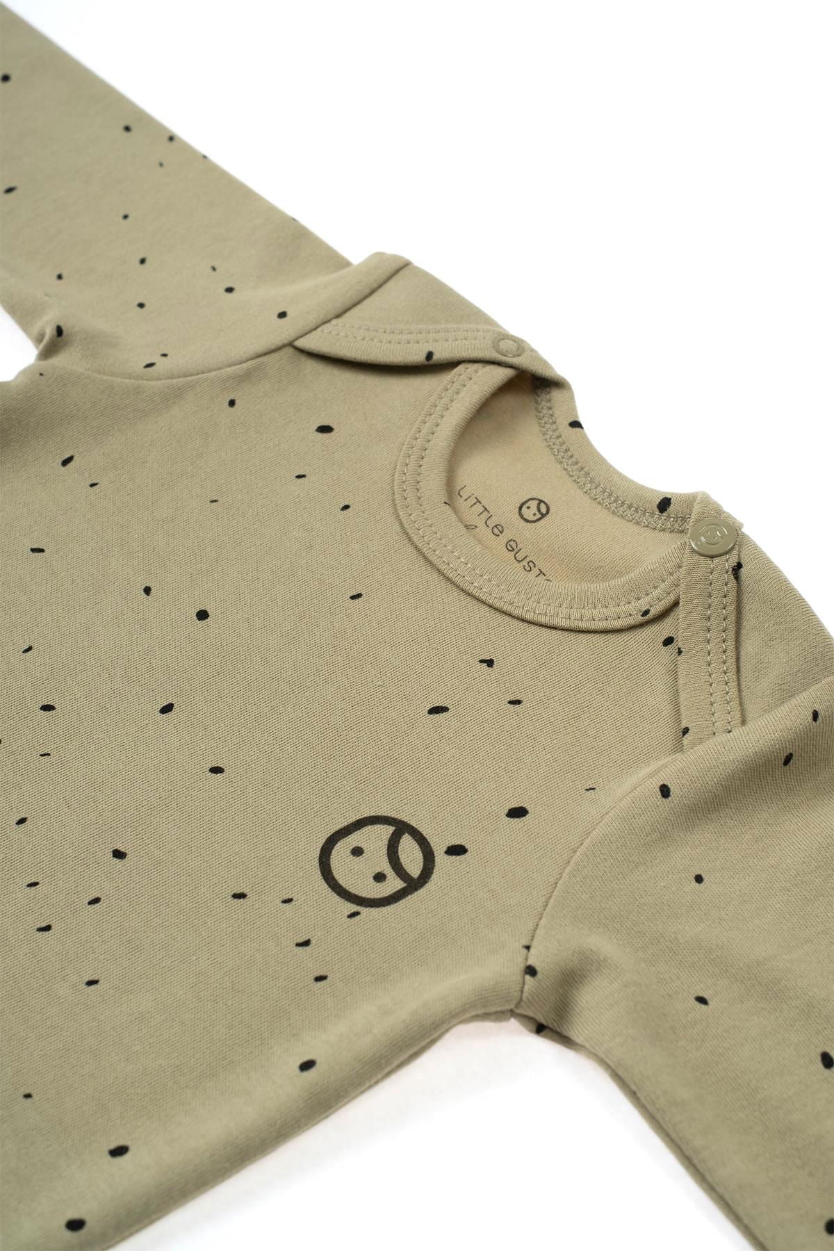 Organic Cotton Long Sleeve Bodysuit - Cosmos Khaki