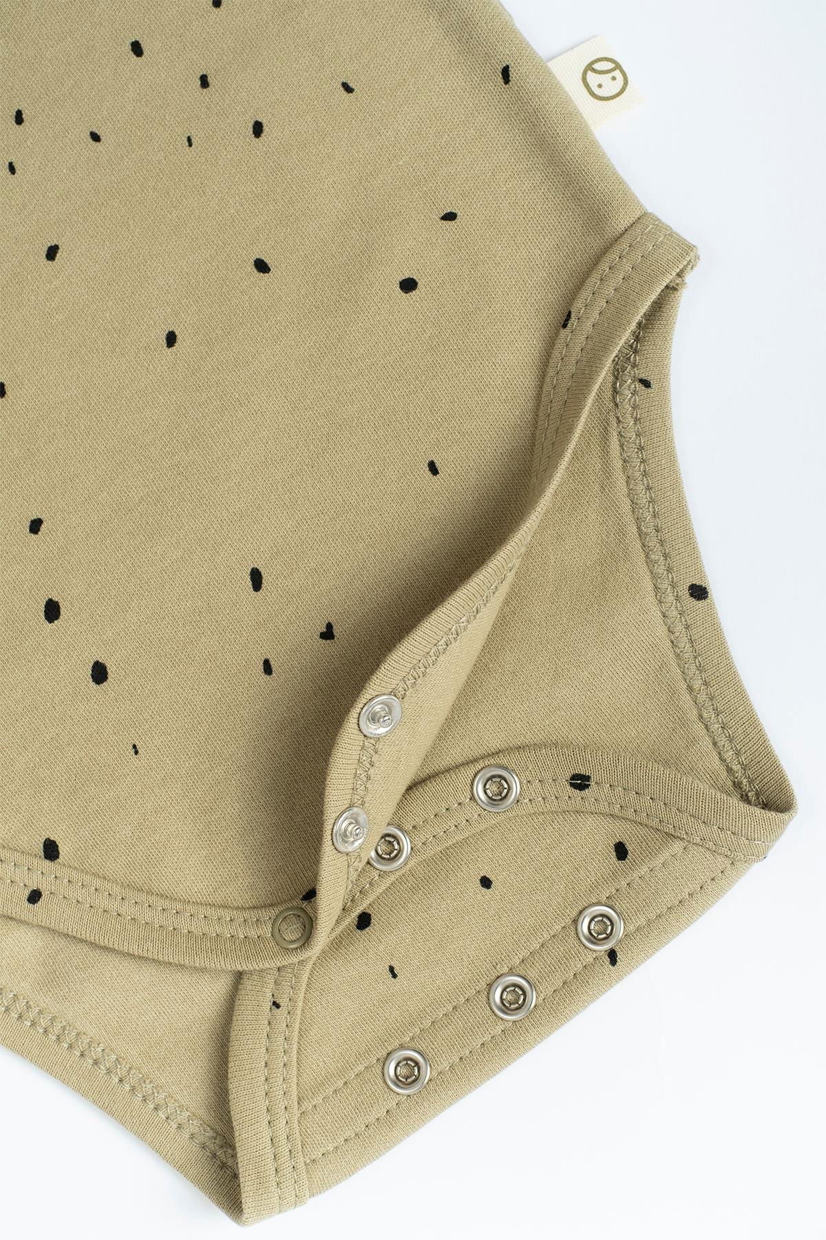 Organic Cotton Long Sleeve Bodysuit - Cosmos Khaki