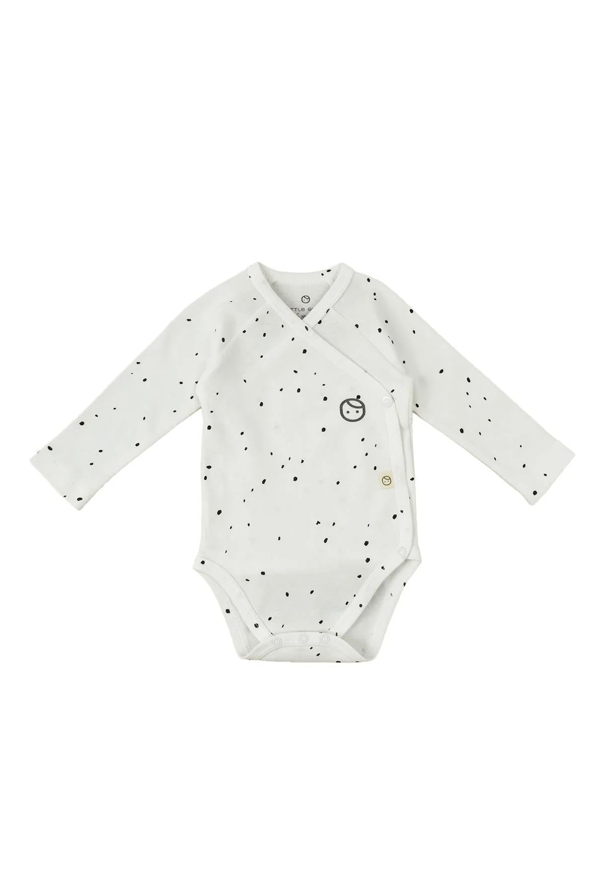 Organic Cotton Long Sleeve Kimono Bodysuit - Cosmos White