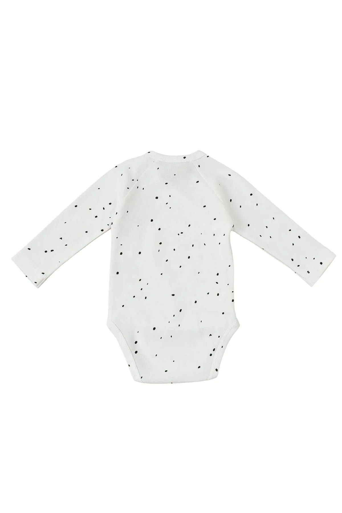 Organic Cotton Long Sleeve Kimono Bodysuit - Cosmos White