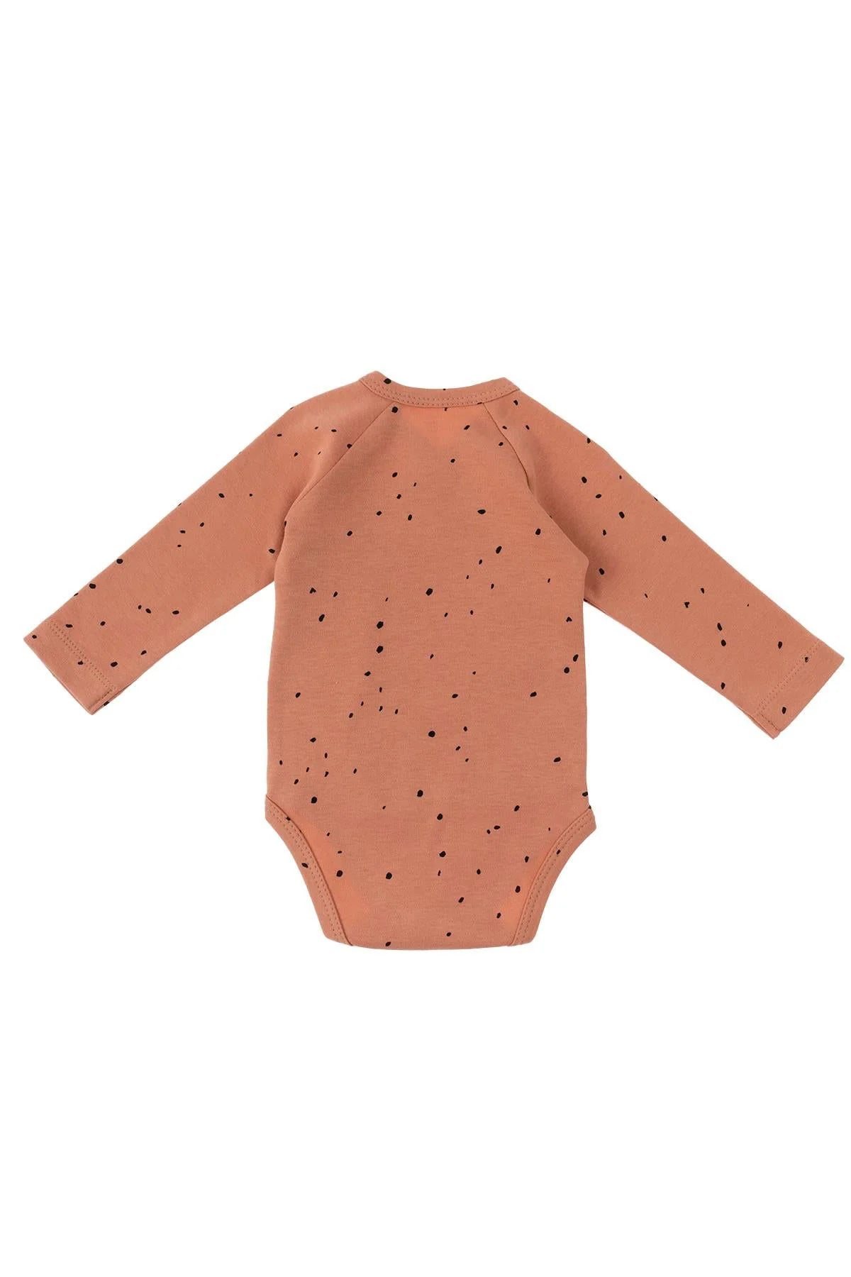 Organic Cotton Long Sleeve Side Snap Kimono-Style Bodysuit - Pink Cosmos