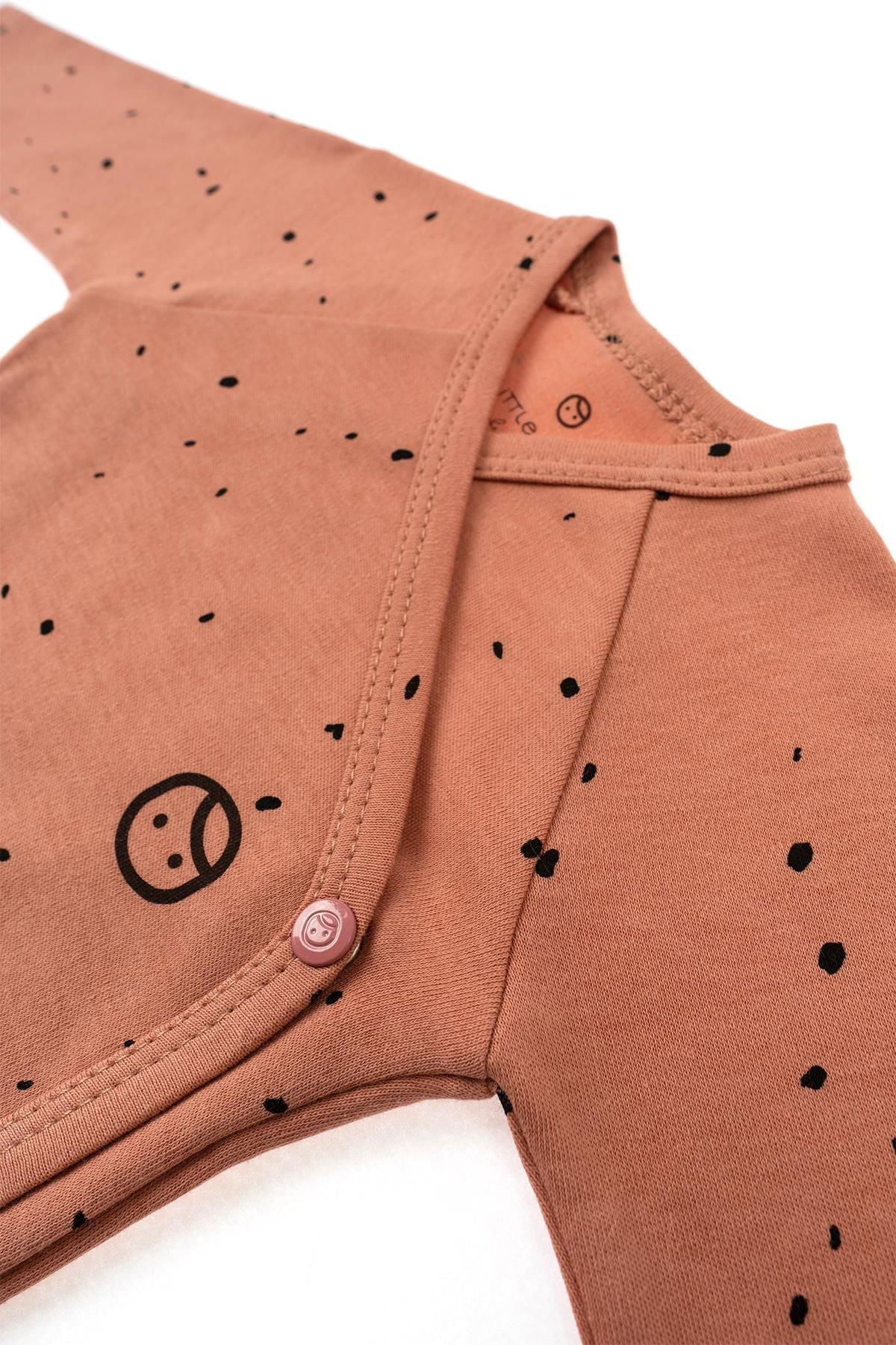 Organic Cotton Long Sleeve Kimono Bodysuit - Cosmos Pink