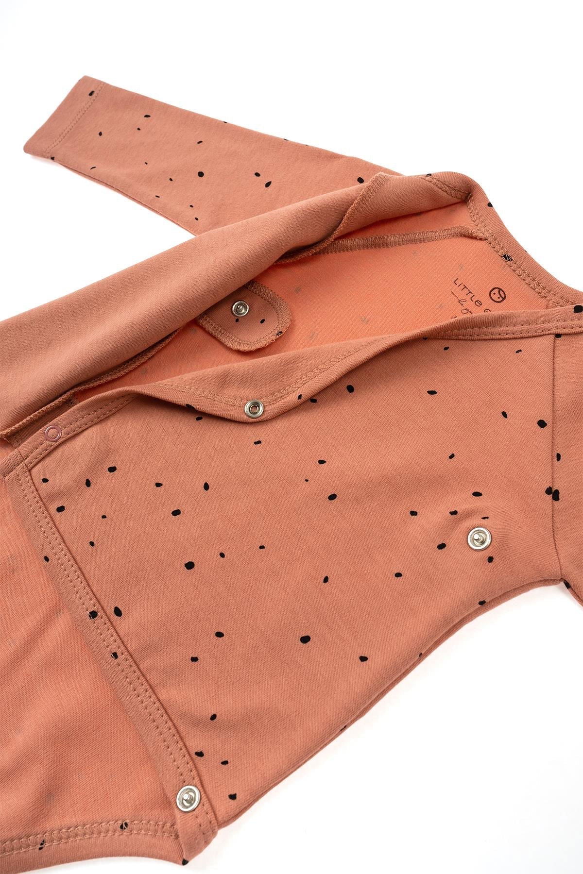 Organic Cotton Long Sleeve Kimono Bodysuit - Cosmos Pink