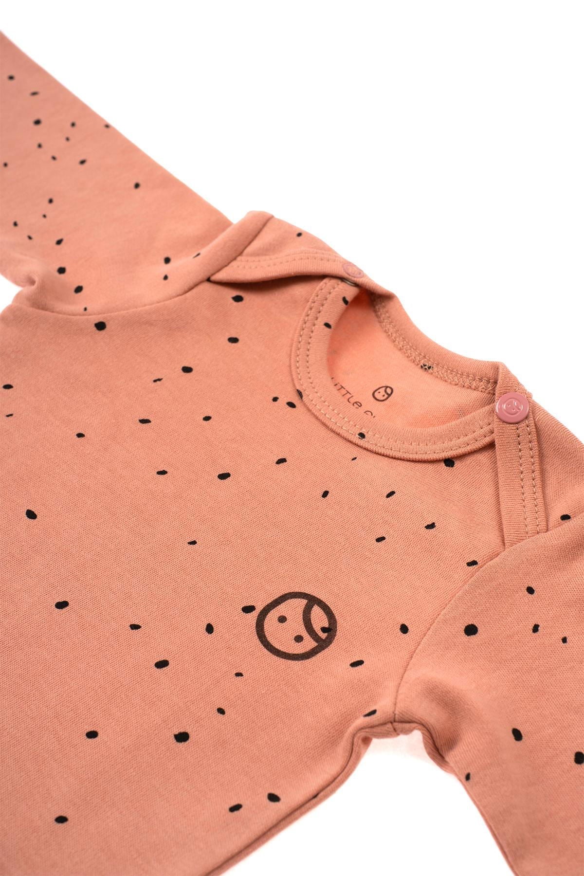 Organic Cotton Long Sleeve Bodysuit with Snap - Pink Cosmos