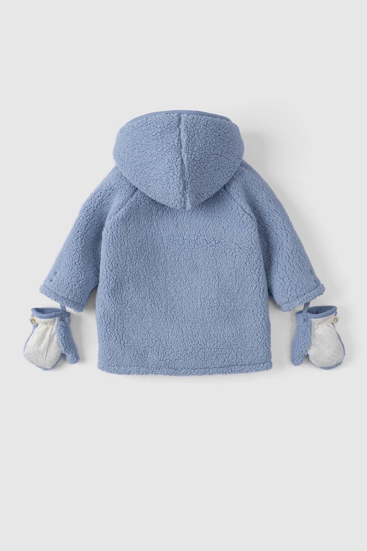 Wellsoft Organic Cotton Hooded Baby Jacket with Gloves - Blue