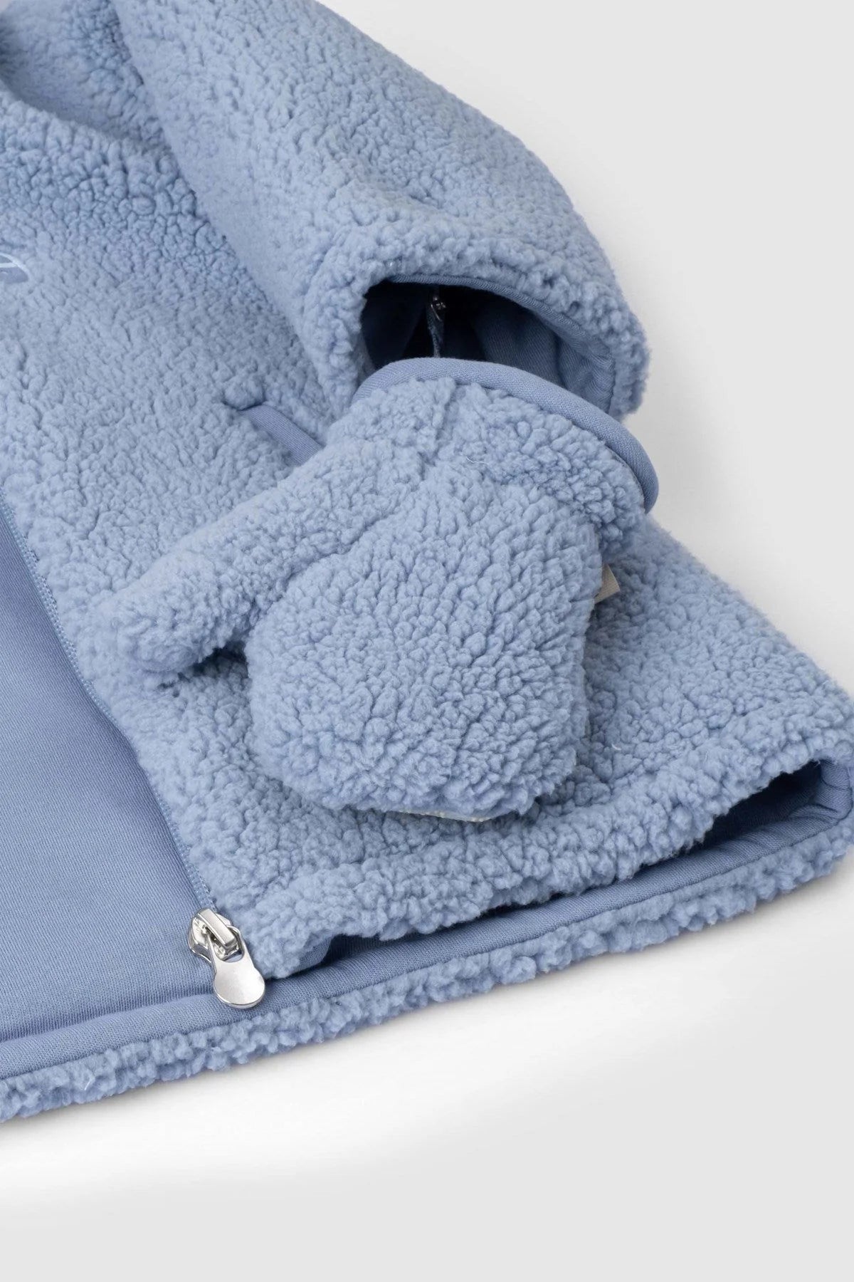 Wellsoft Organic Cotton Hooded Baby Jacket with Gloves - Blue