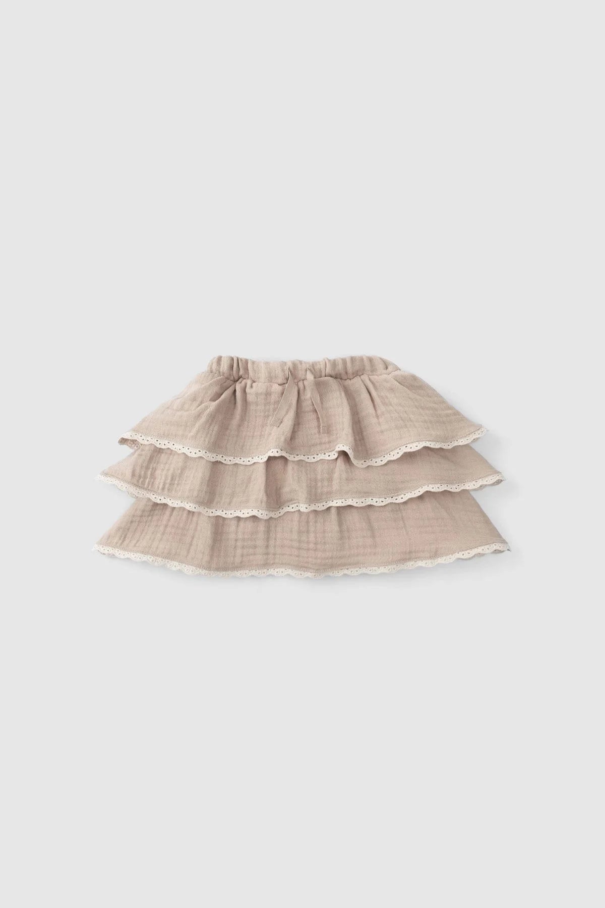 Organic Cotton Muslin Tiered Skirt with Bloomer - Beige