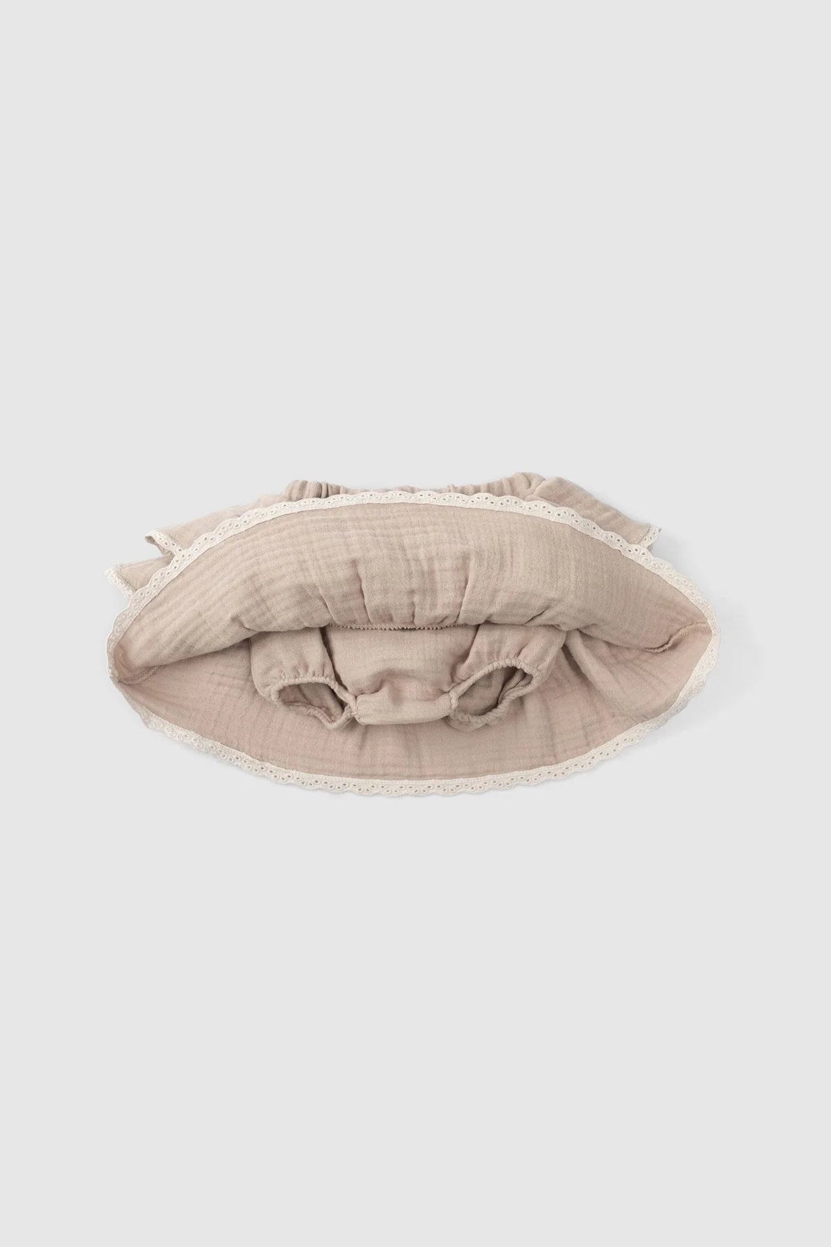 Organic Cotton Muslin Tiered Skirt with Bloomer - Beige