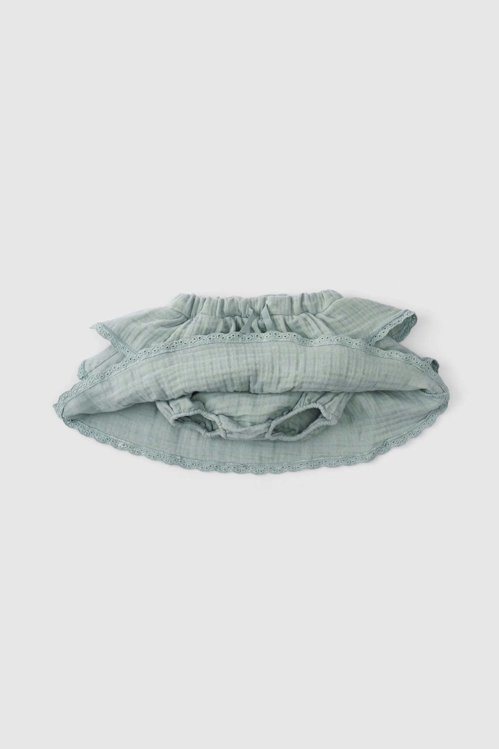 Organic Cotton Muslin Tiered Skirt with Bloomer - Green